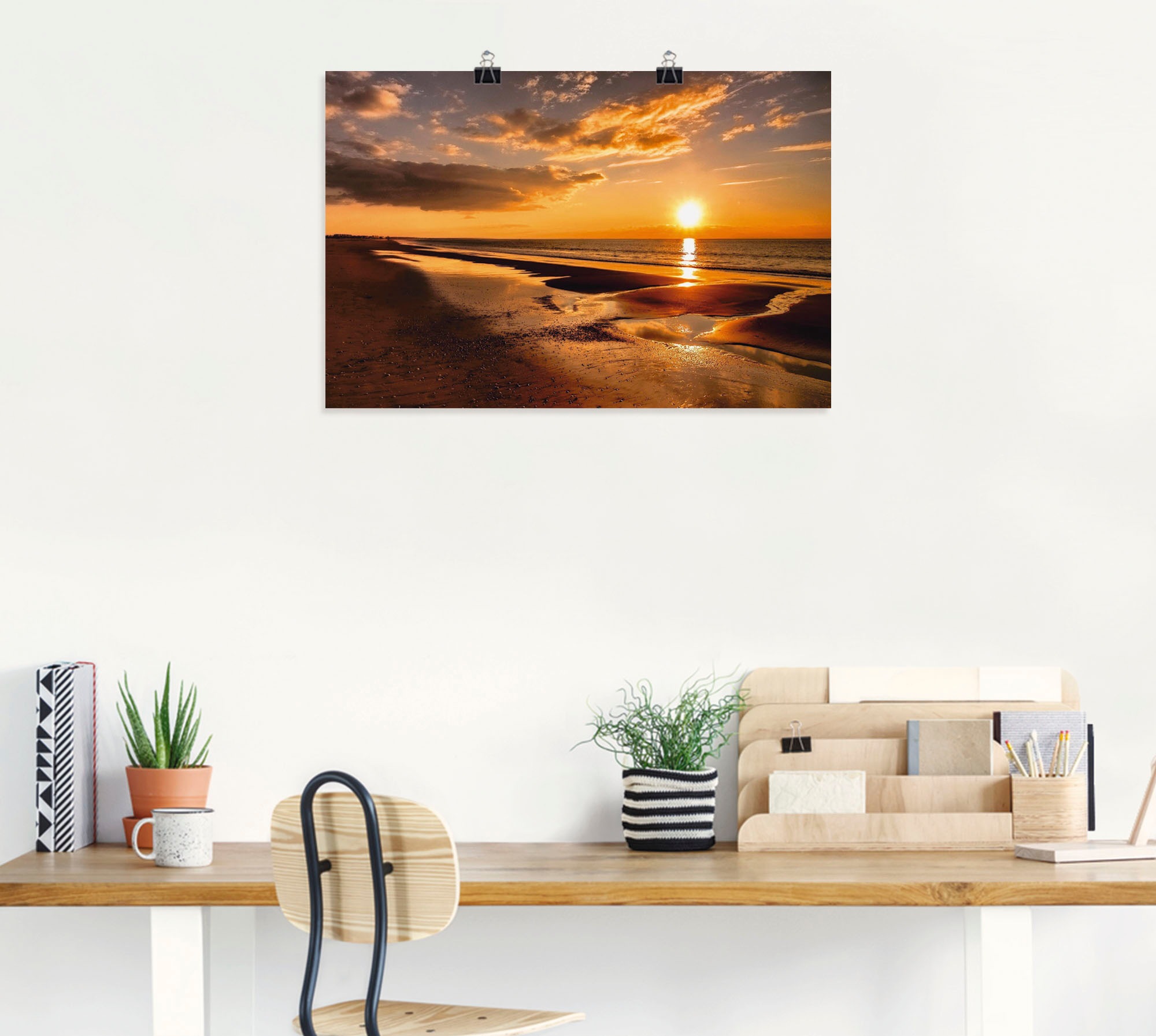 Artland Wandbild »Sonnenuntergang am Mittelmeer«, Strand, (1 St.), als Leinwandbild, Poster, Wandaufkleber in verschied. Grössen