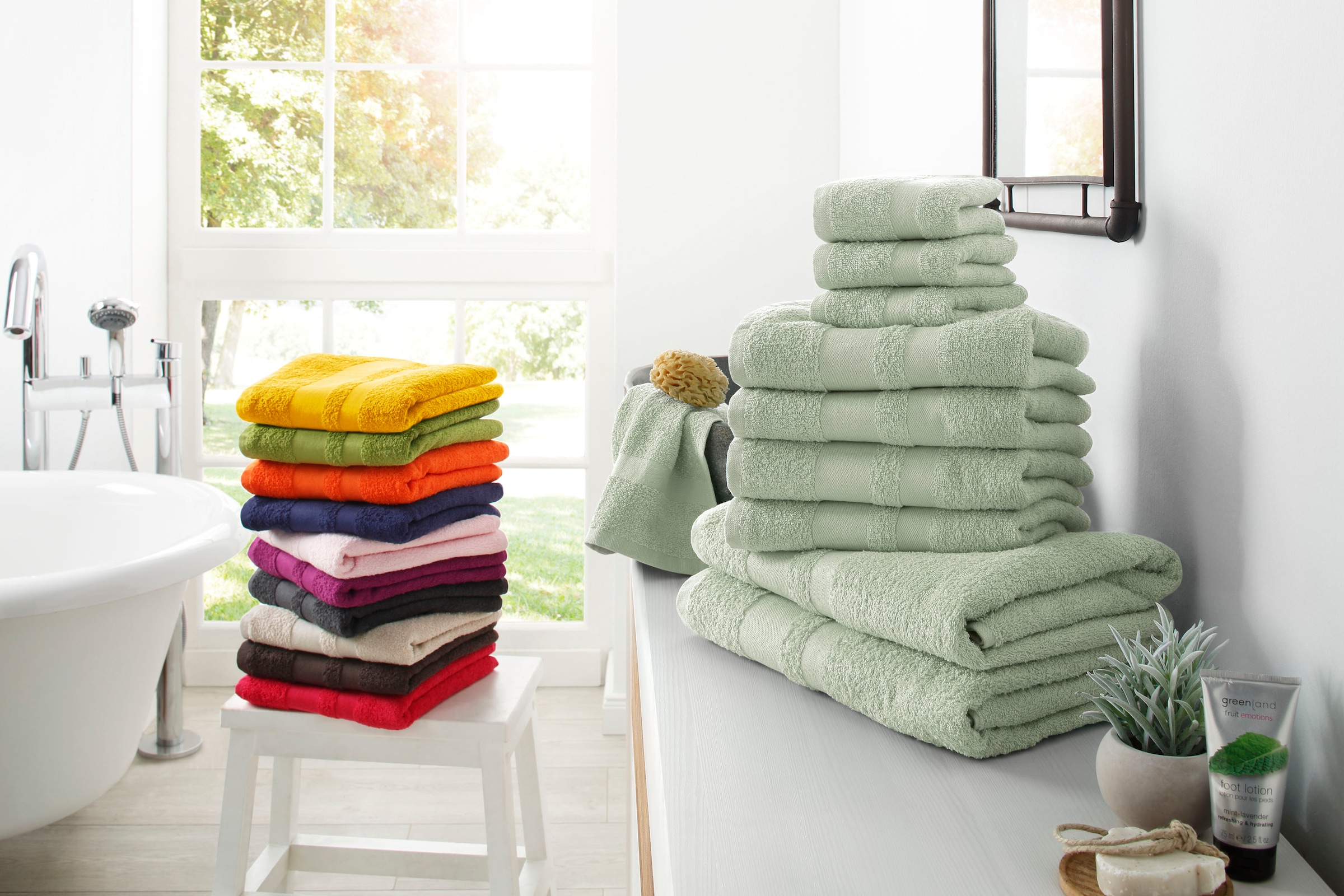 my home Handtuch Set »Vanessa, 10-tlg Handtuch-Set, in Standard- und Premium-Qualität, weich«, Set, 10 tlg., Walkfrottee, 100% Baumwolle, Duschtücher, Handtücher, Gästetücher, mit Bordüre