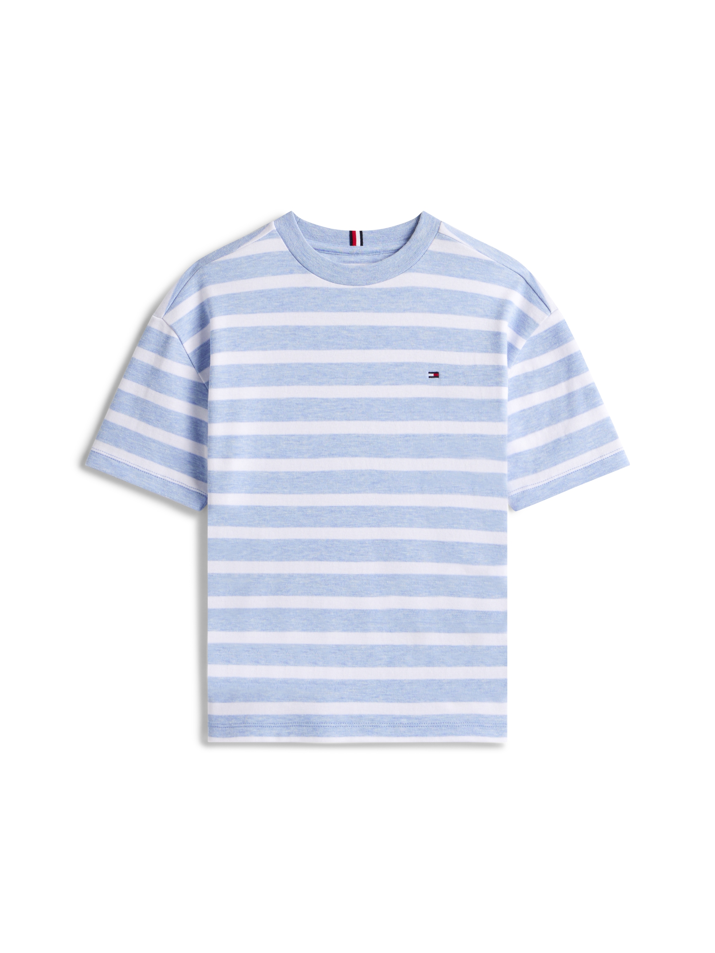 Tommy Hilfiger T-Shirt »INTERLOCK STRIPE HTR T-SHIRT SS«, für Kinder bis 16 Jahre, mit kleinem Flag-Label