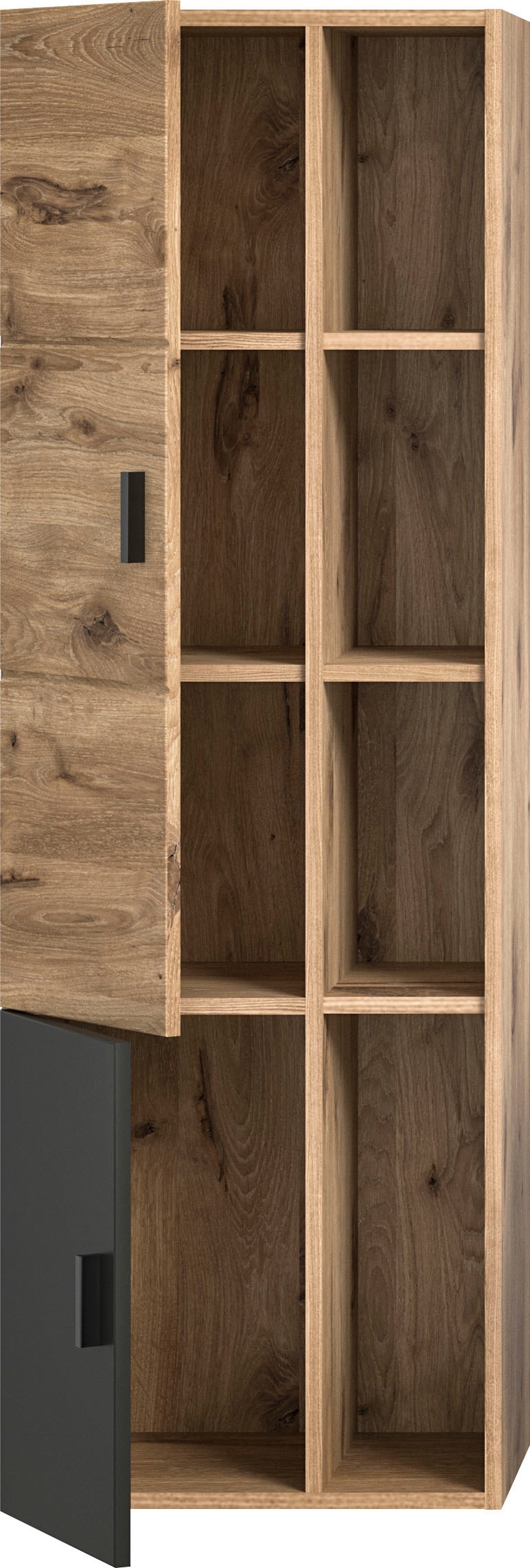 welltime Hochschrank »Dolo, Breite 48 cm, 2 Türen, 4 offene Fächer, 5 variable Einlegeböden«, (1 St.), Badmöbel, Hängeschrank, Badschrank, Schrank,Bad, Midischrank