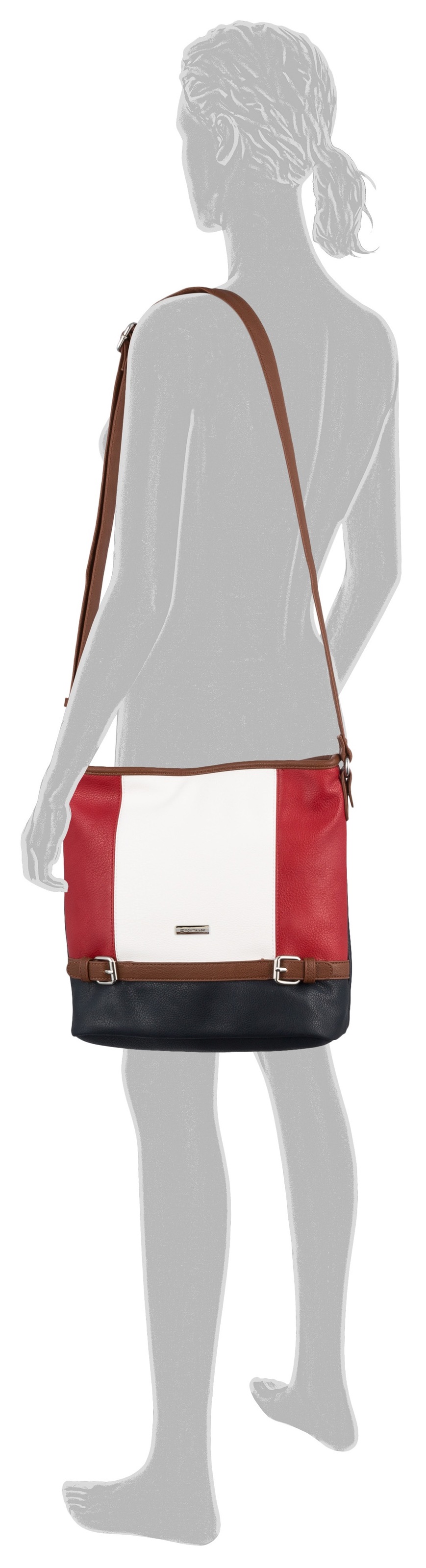 TOM TAILOR Hobo "Juna" aus soft genarbtem ledrigen Material mit glänzenden Metall-Accessoires