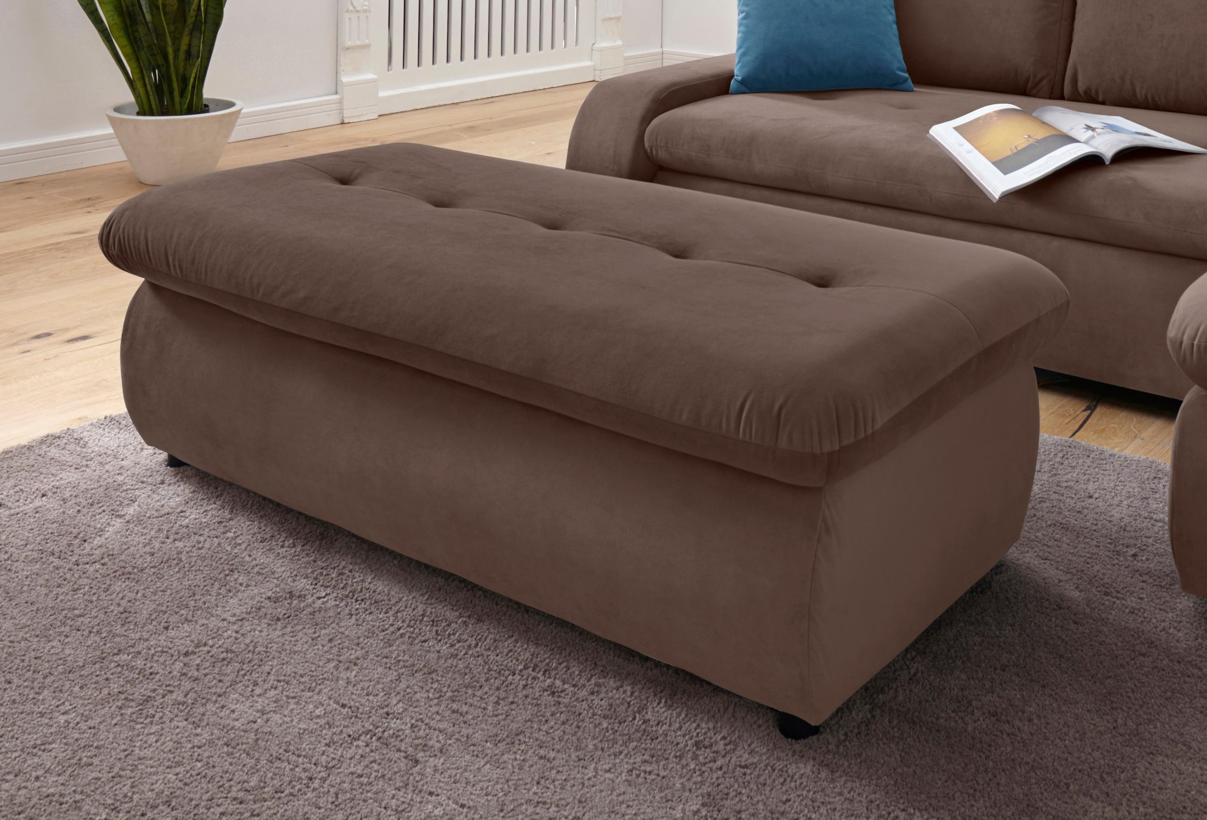 TRENDMANUFAKTUR Hocker »Indie II, bequemer Bankhocker mit Staufach unter der Sitzfläche«