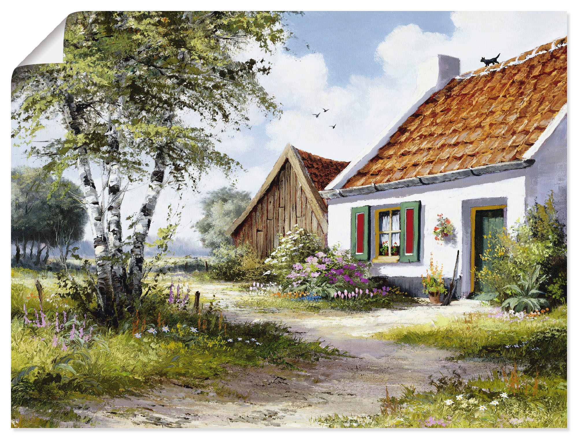 Artland Wandbild »Katze auf dem Dach«, Garten, (1 St.), als Leinwandbild, Poster, Wandaufkleber in verschied. Grössen