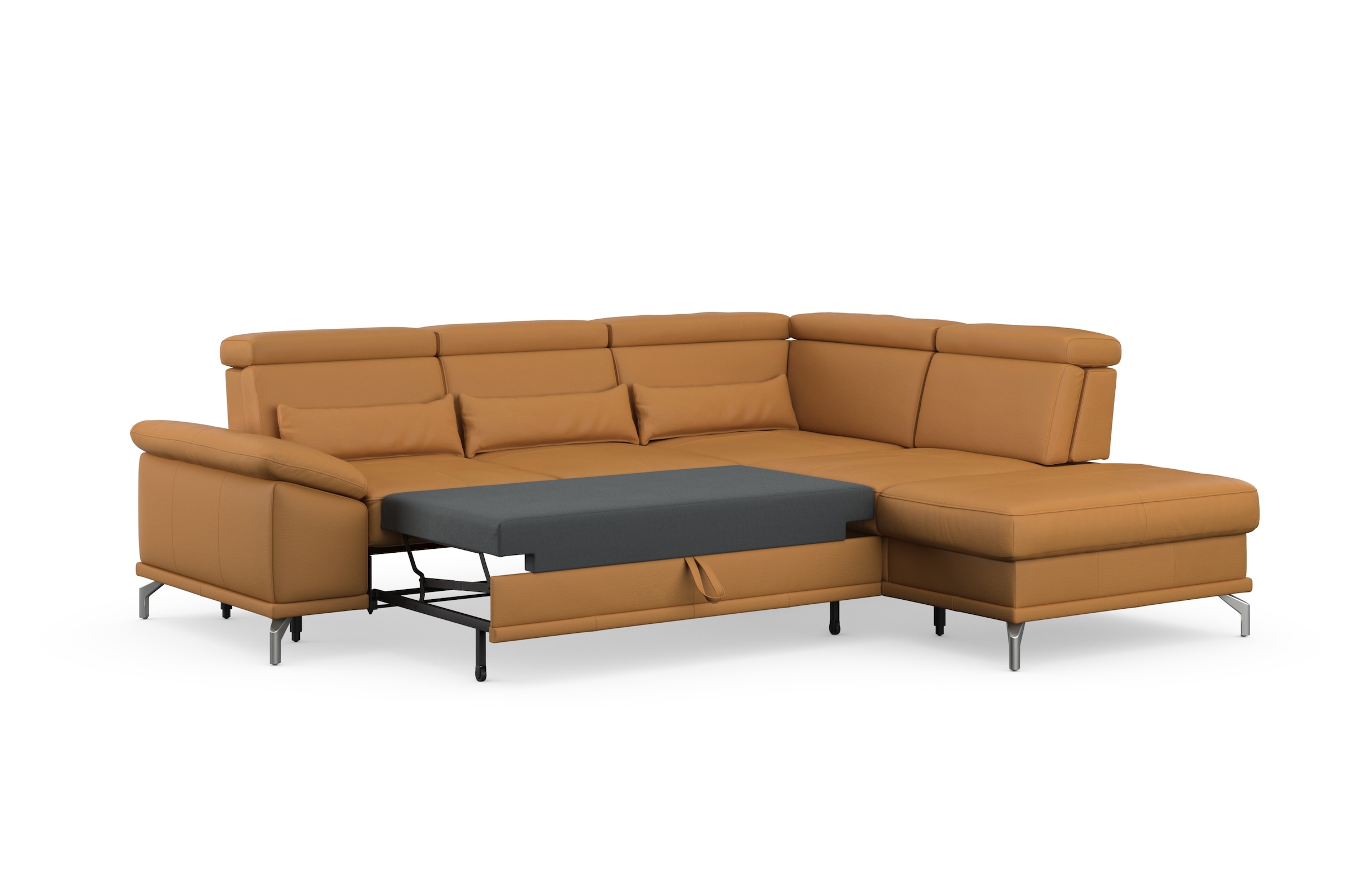 sit&more Ecksofa »Cabrio L-Form, mit Sitztiefenverstellung, Arm- und Kopfteilverstellung«, 3 Nierenkissen, Federkern, optional Bettfunktion und Stauraum