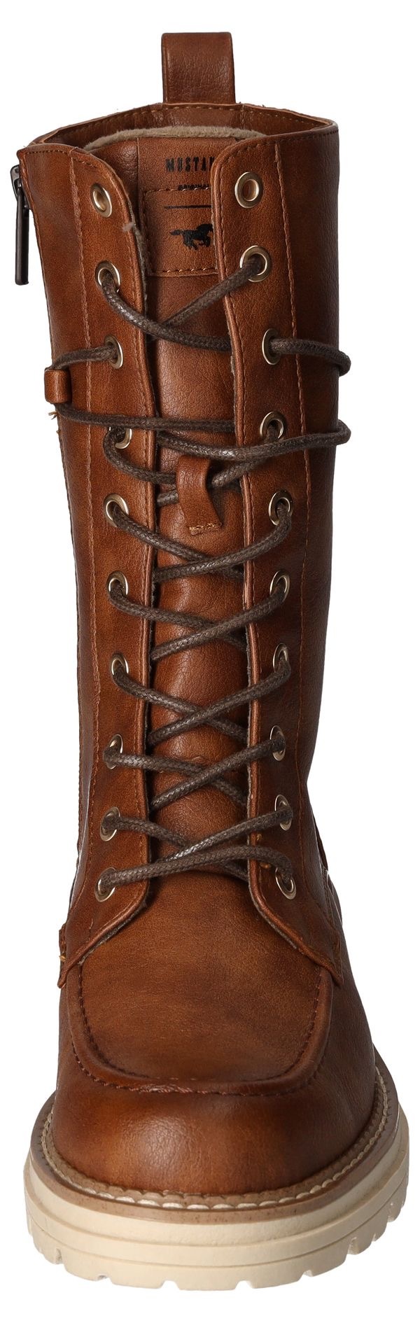 Mustang Shoes Schnürstiefelette, Reissverschluss-Boots, Schnürboots, Kurz-Stiefel mit Blockabsatz