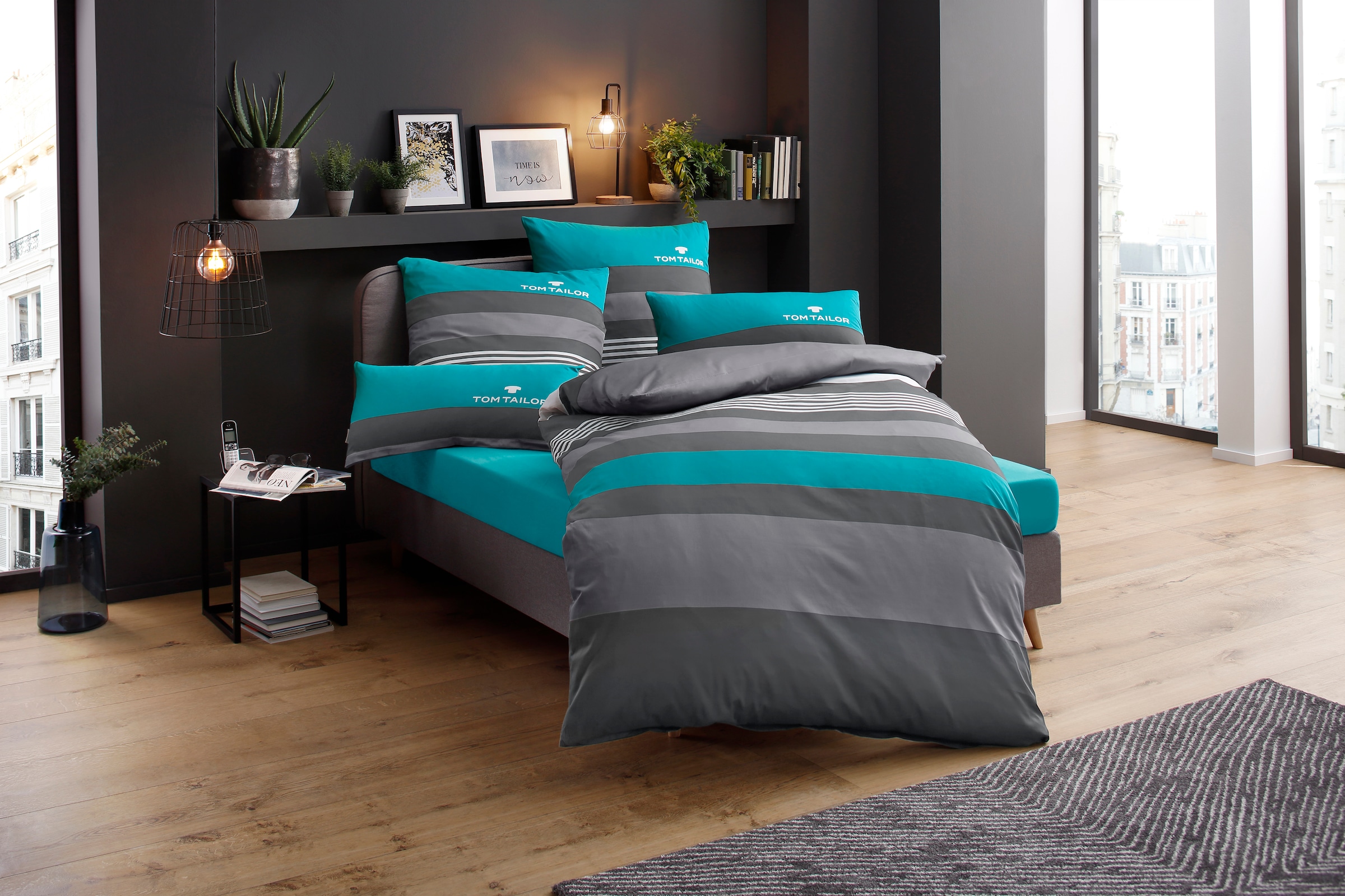 TOM TAILOR HOME Bettwäsche »Carl in Gr. 135x200 oder 155x220 cm«, mit GRATIS-Zugabe: Spannbettlaken, 100% Baumwolle, mit Reissverschluss