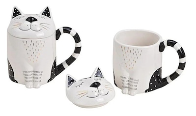 Tasse »G. Wurm Tasse Katze mit Deckel Keramik«