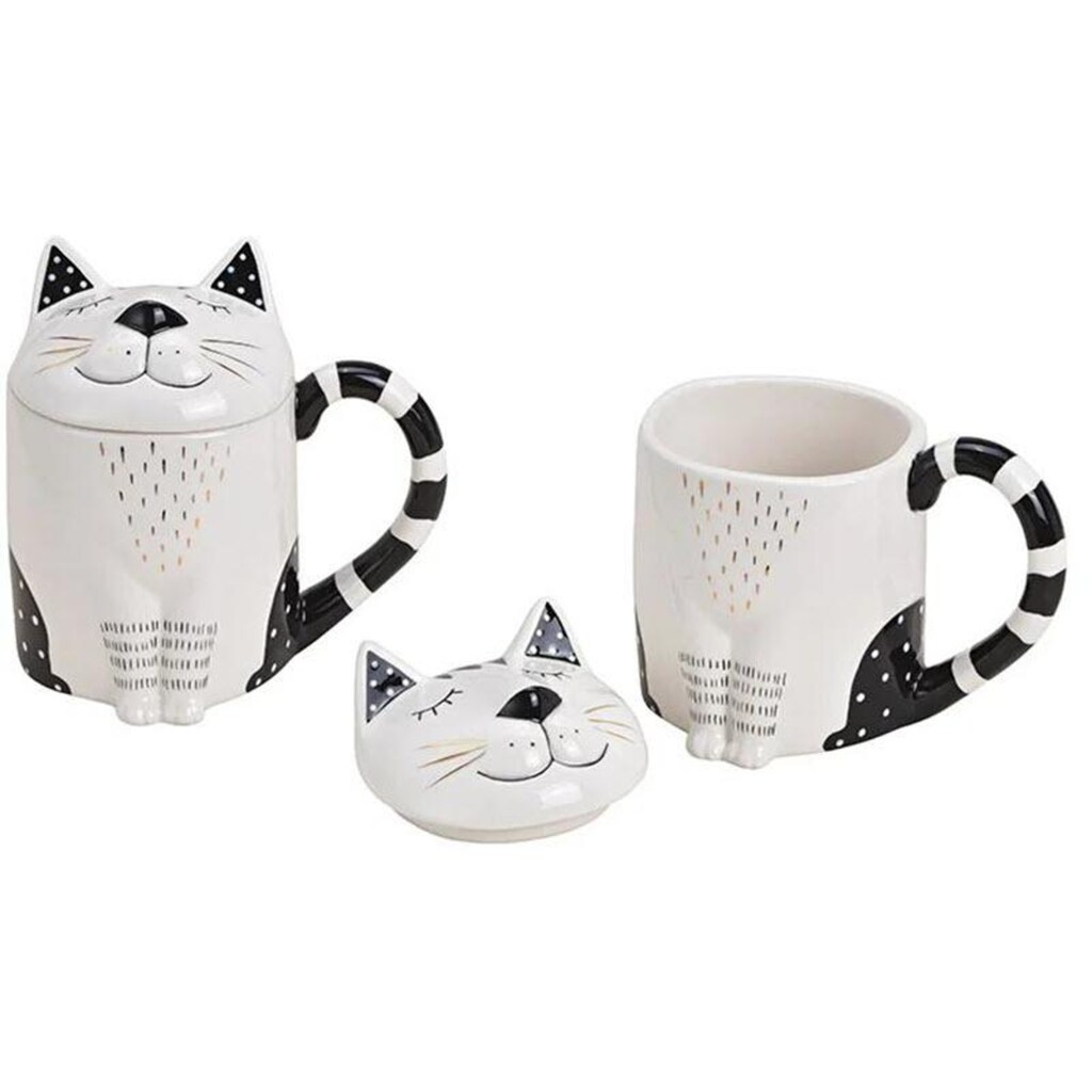 Tasse »G. Wurm Tasse Katze mit Deckel Keramik«