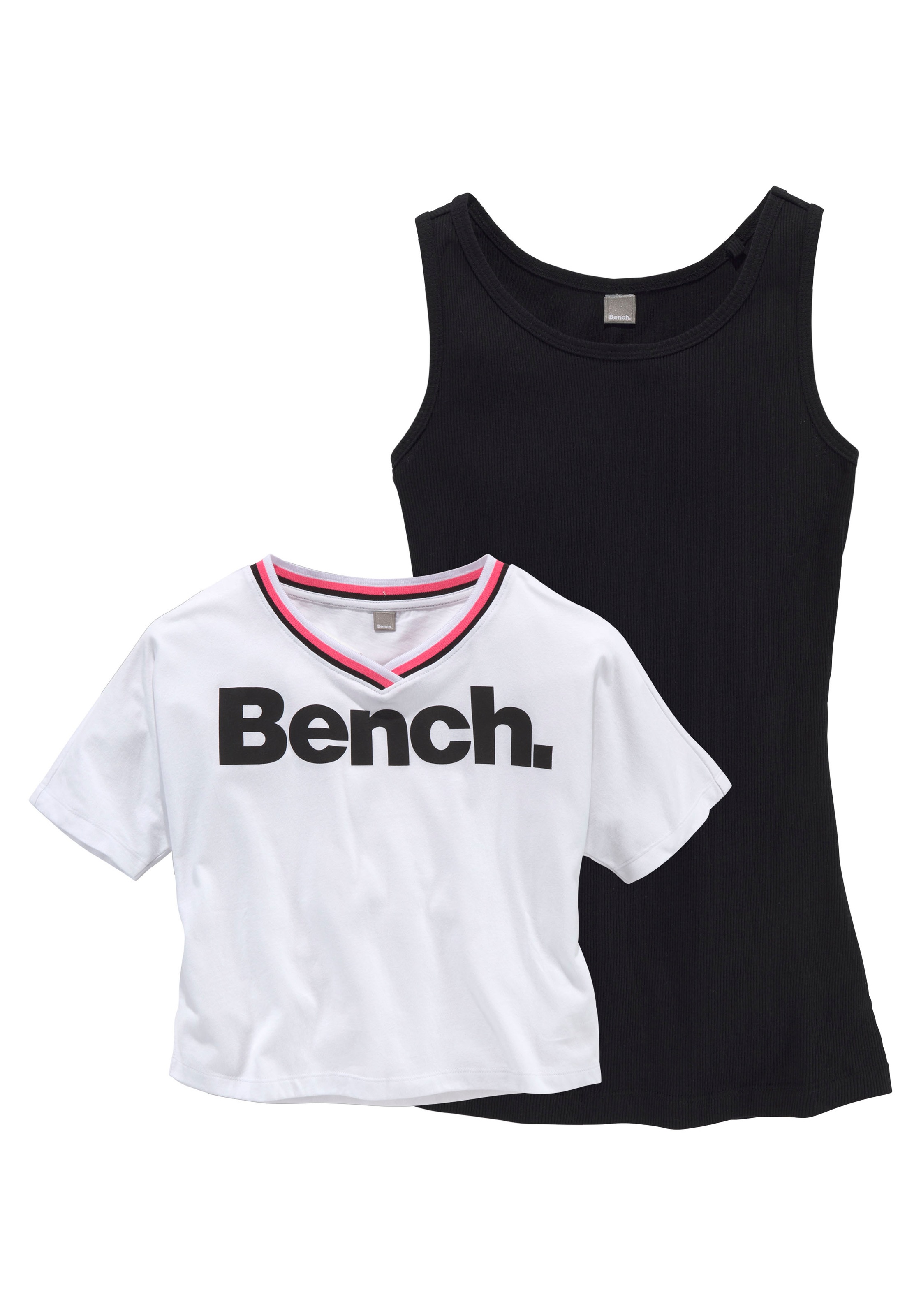 ✵ Bench. T-Shirt, (Set, 2 Jelmoli-Versand tlg., online Halsausschnitt Top), | mit kaufen farbigem mit