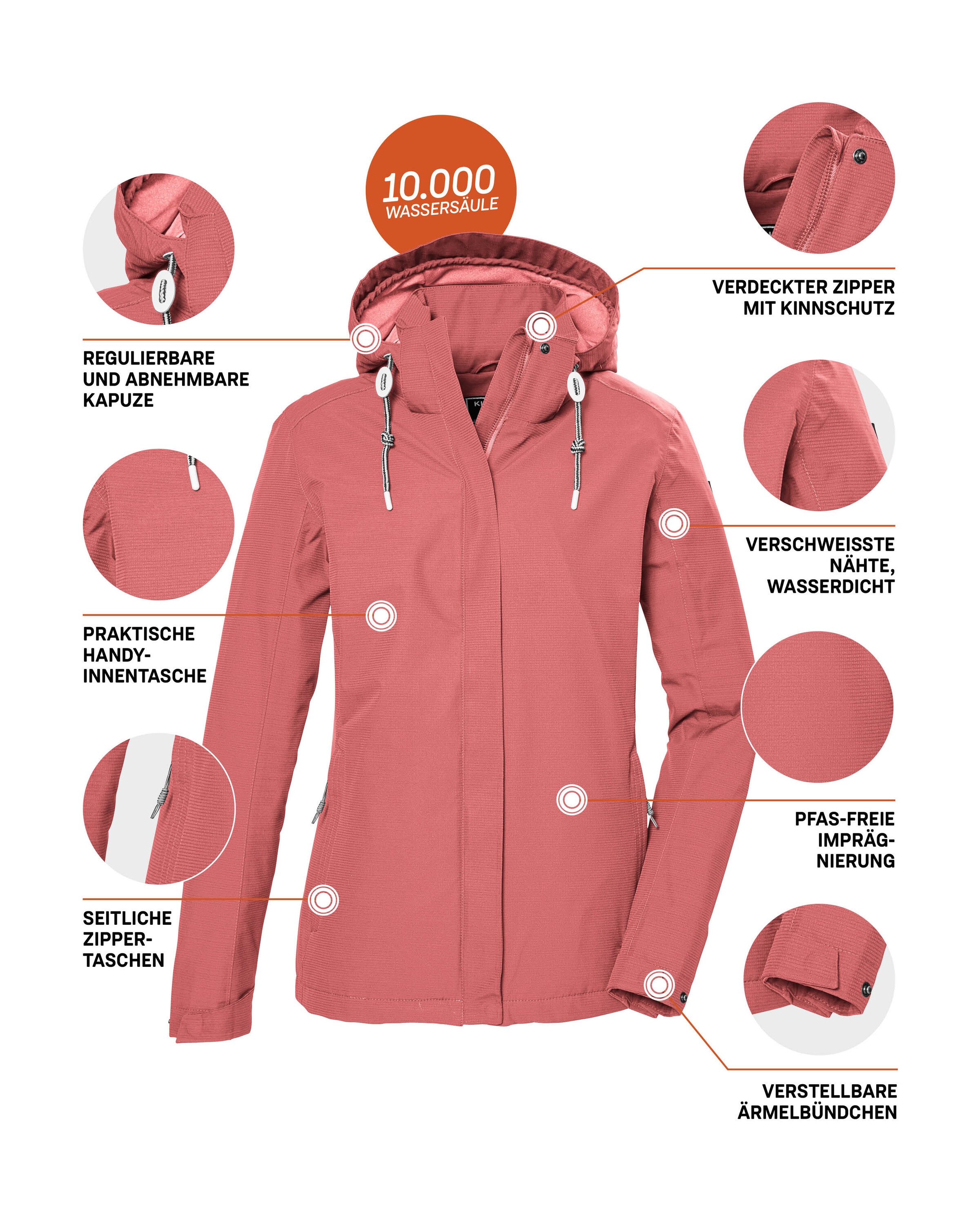 Killtec Outdoorjacke »KOS 61 WMN JCKT«, Funktionsjacke: wasser- und winddicht, atmungsaktiv, abnehmbare Kapuze
