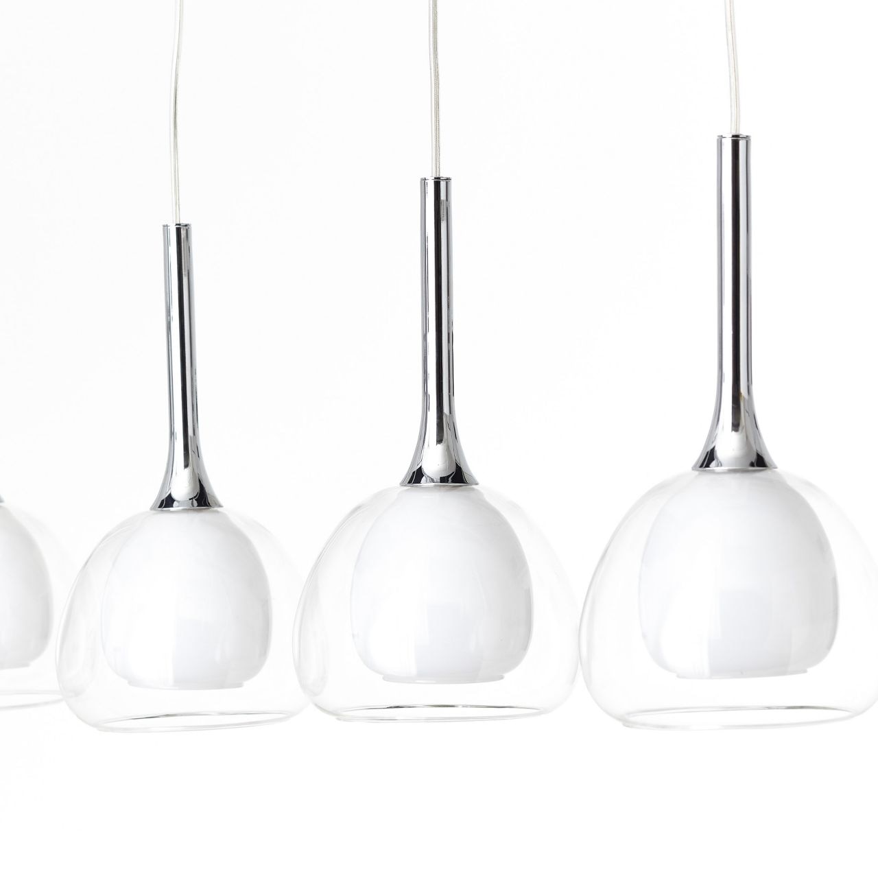 Brilliant Pendelleuchte »Hadan«, 4 flammig, Leuchtmittel E14 | ohne Leuchtmittel, Hängelampe 4flg chrom/weiss-transparent