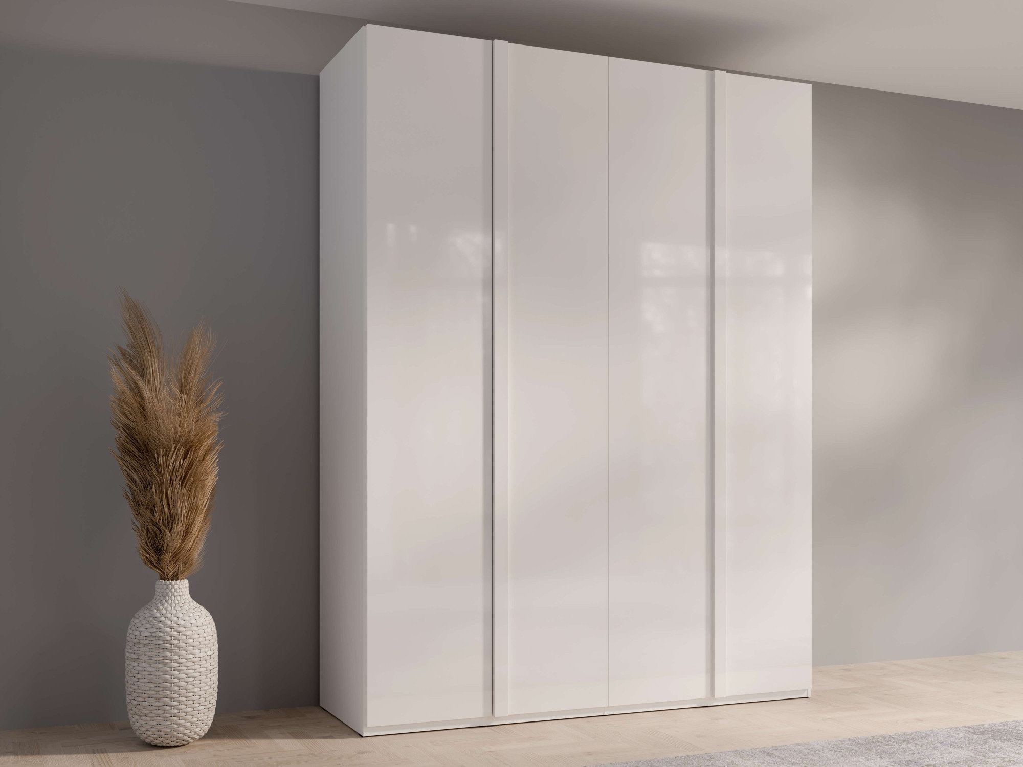 Home affaire Kleiderschrank »Kleiderschrank Malissa mit Regalen und Kleiderstangen« Garderobe mit 4 Hochglanz-Drehtüren, BxTxH 181x59x237 cm