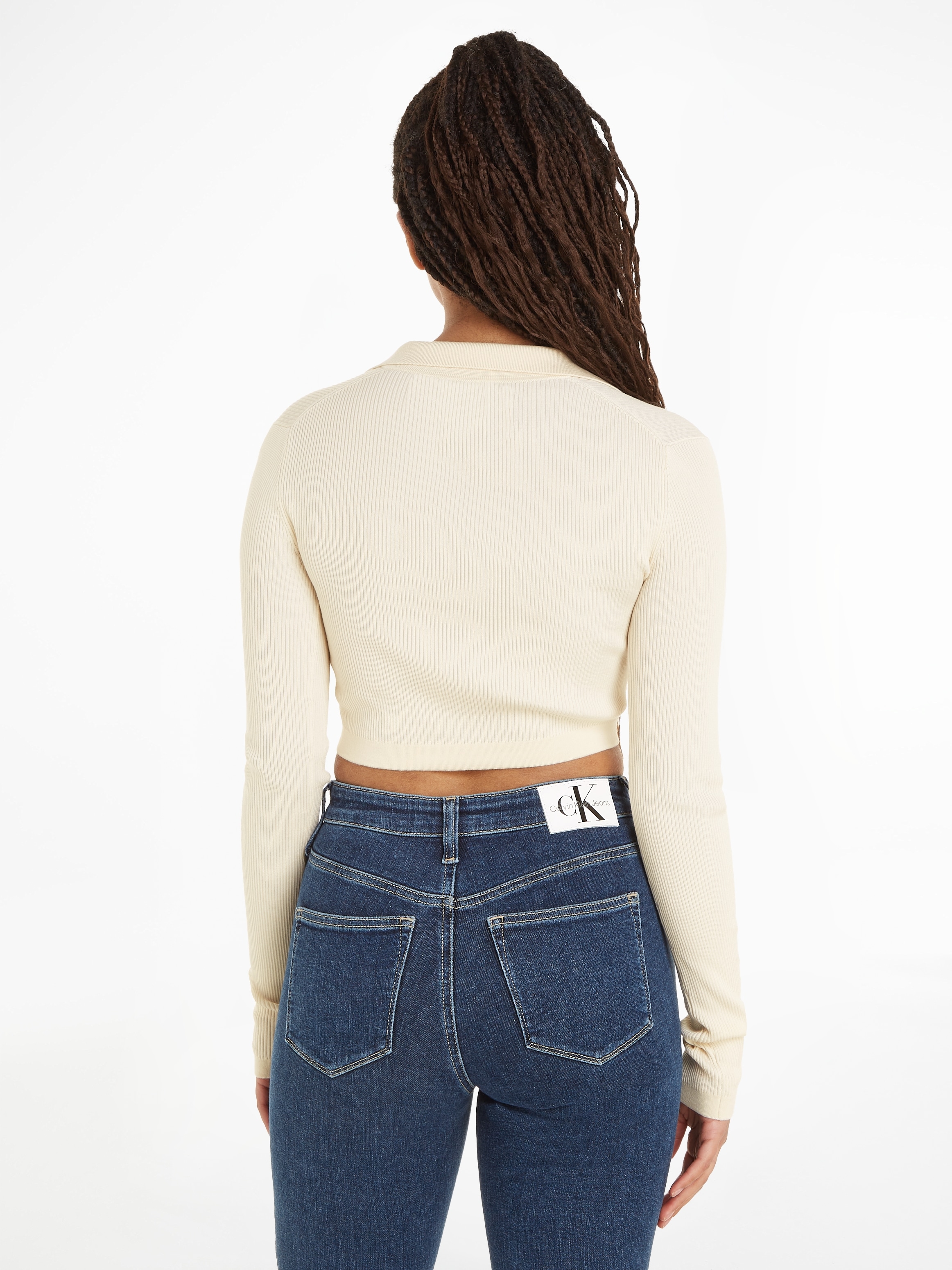 V-Ausschnitt-Pullover Klein V-NECK Jelmoli-Versand Calvin TIGHT CROP SWEATER« »LABEL online kaufen | Jeans