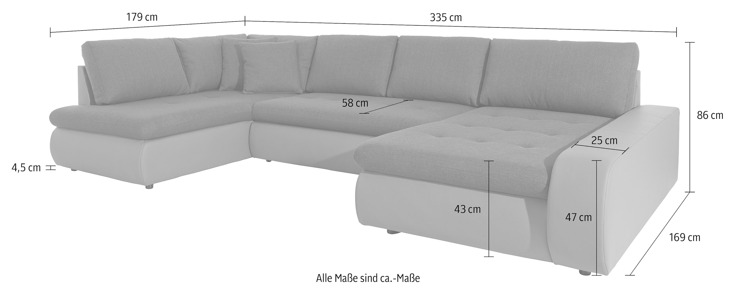 TRENDMANUFAKTUR Wohnlandschaft »Indie, U-Form«, wahlweise mit Bettfunktion