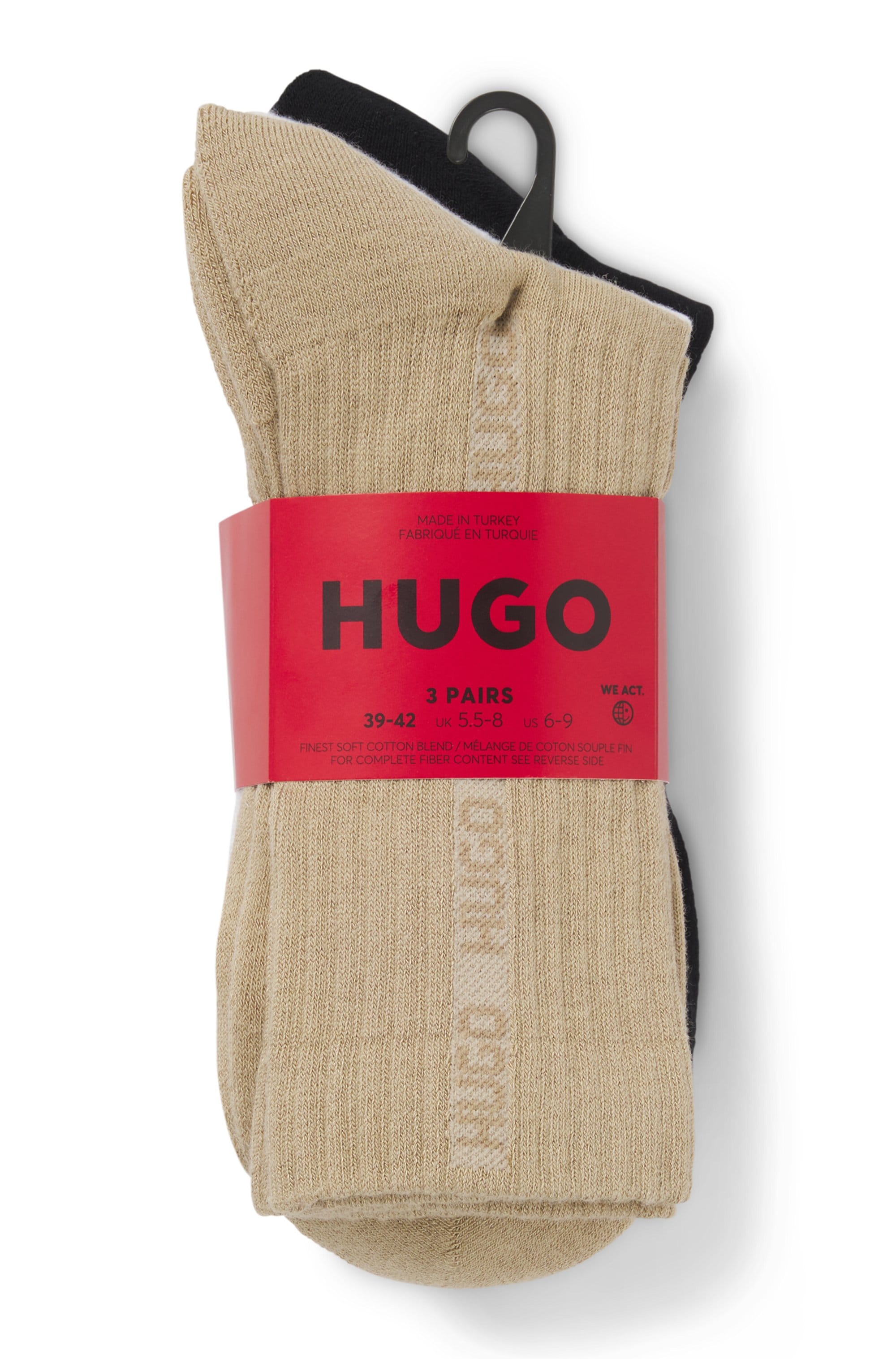 HUGO Underwear Basicsocken »3P QS RIB TAPE MD«, mit Rippdetails