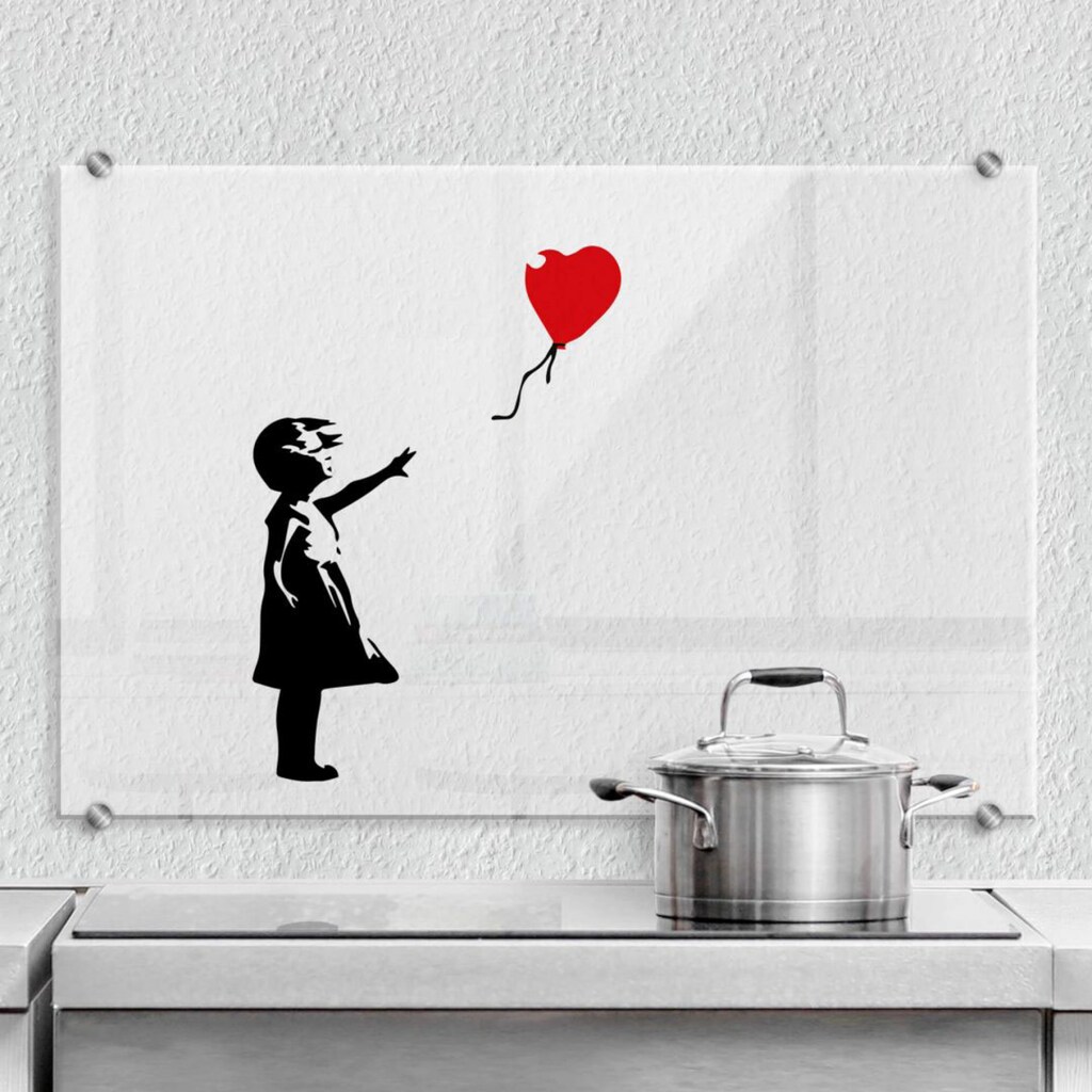 Wall-Art Küchenrückwand »Banksy Kunst Roter Luftballon«, (1 tlg.)