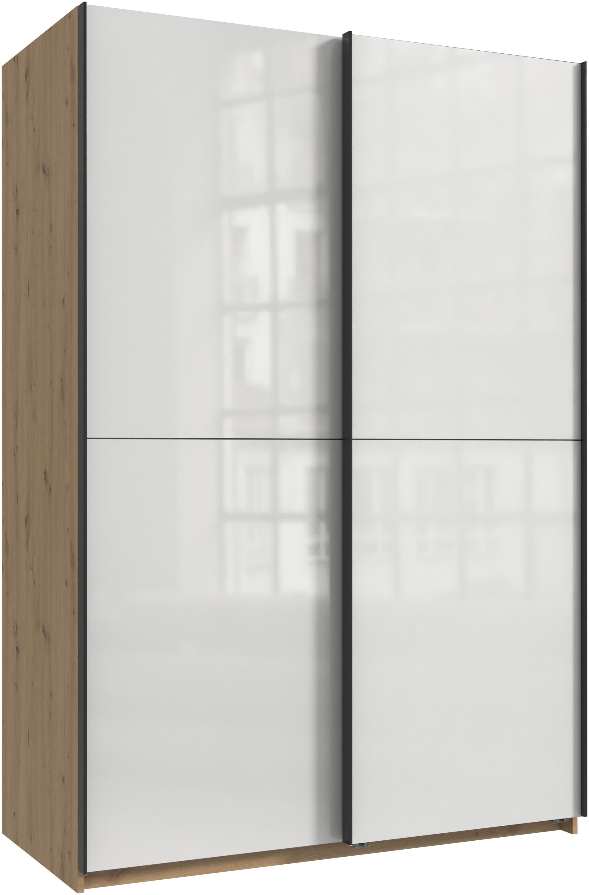 Wimex Kleiderschrank »Mugano, B/T/H 135 oder 180/65/198cm, Made in Germany« wähle Deine Ausstattung: Basic oder Premium!, 2 Schwebetüren mit oder ohne Spiegel, Metallgriffe