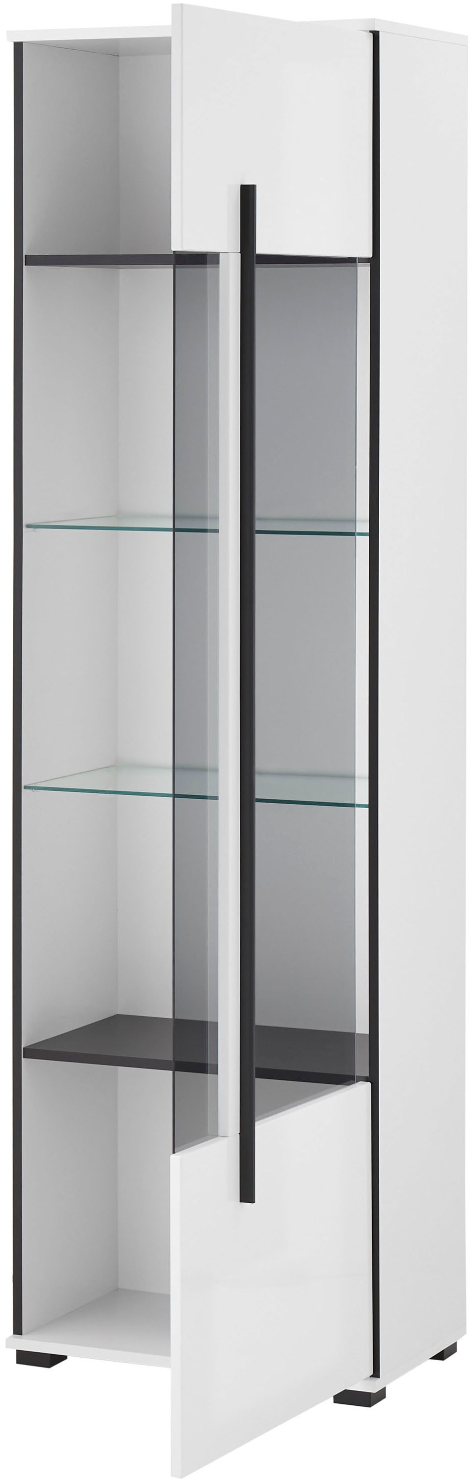 INOSIGN Vitrine »Cantara, Vitrinenschrank in Eiche Evoke oder weiss, Standvitrine«, schwarzer Stangengriff, ausreichend Stauraum, vielseitig einsetzbar