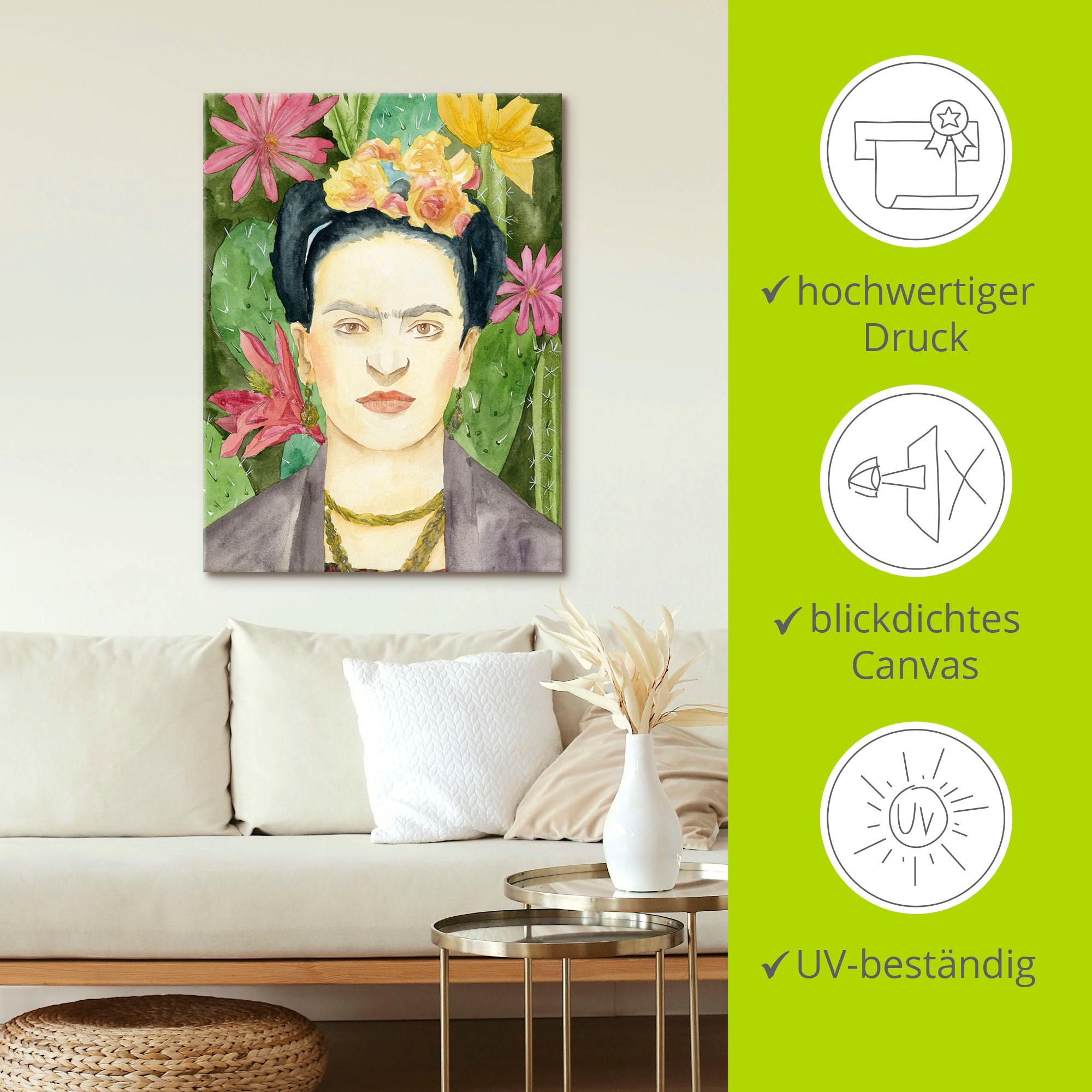 Artland Wandbild »Frida Kahlo I«, Bilder von Frauen, (1 St.), als Leinwandbild, Poster in verschied. Grössen