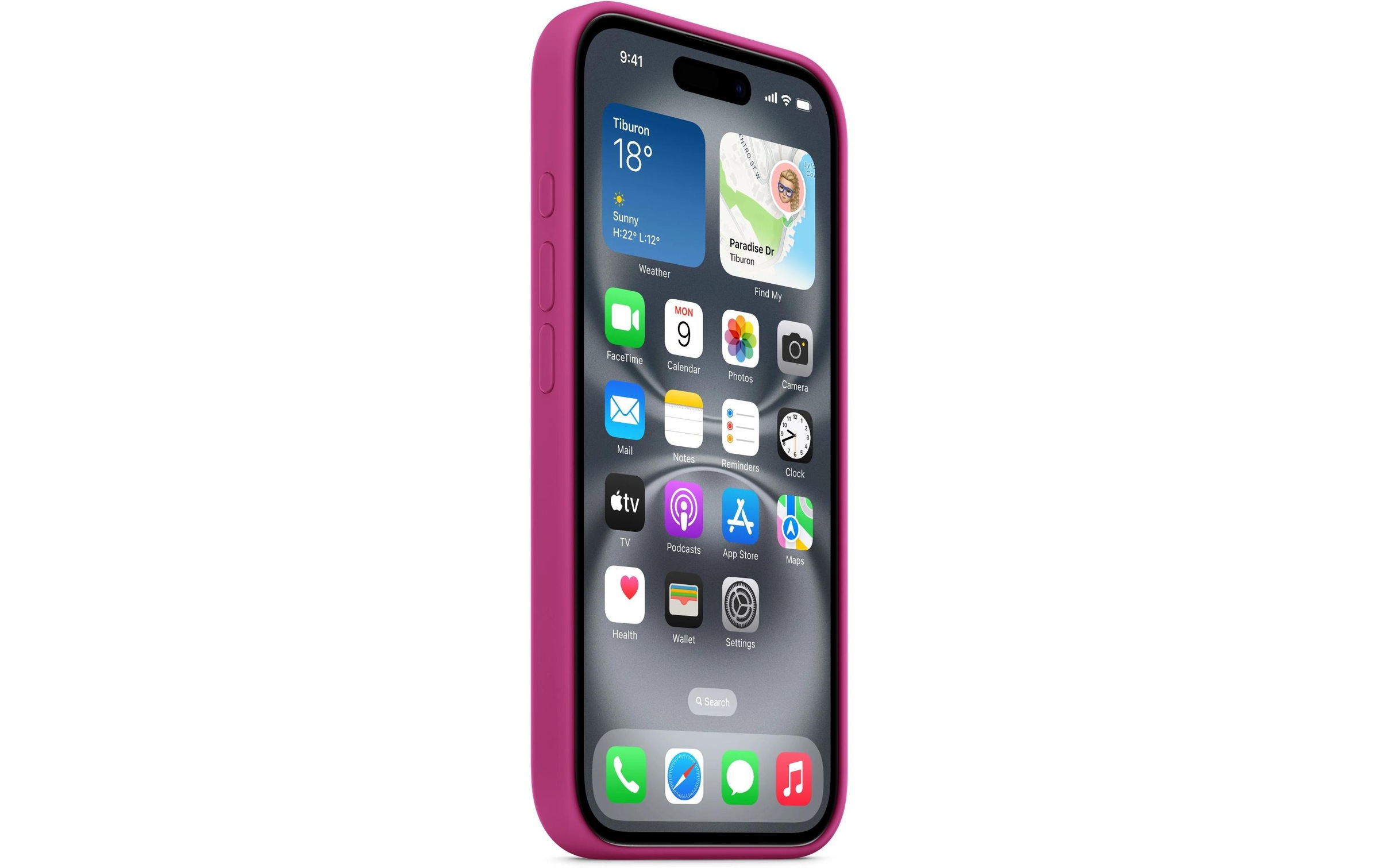 Apple Smartphone Silikon Case mit MagSafe, iPhone 16, Fuchsia