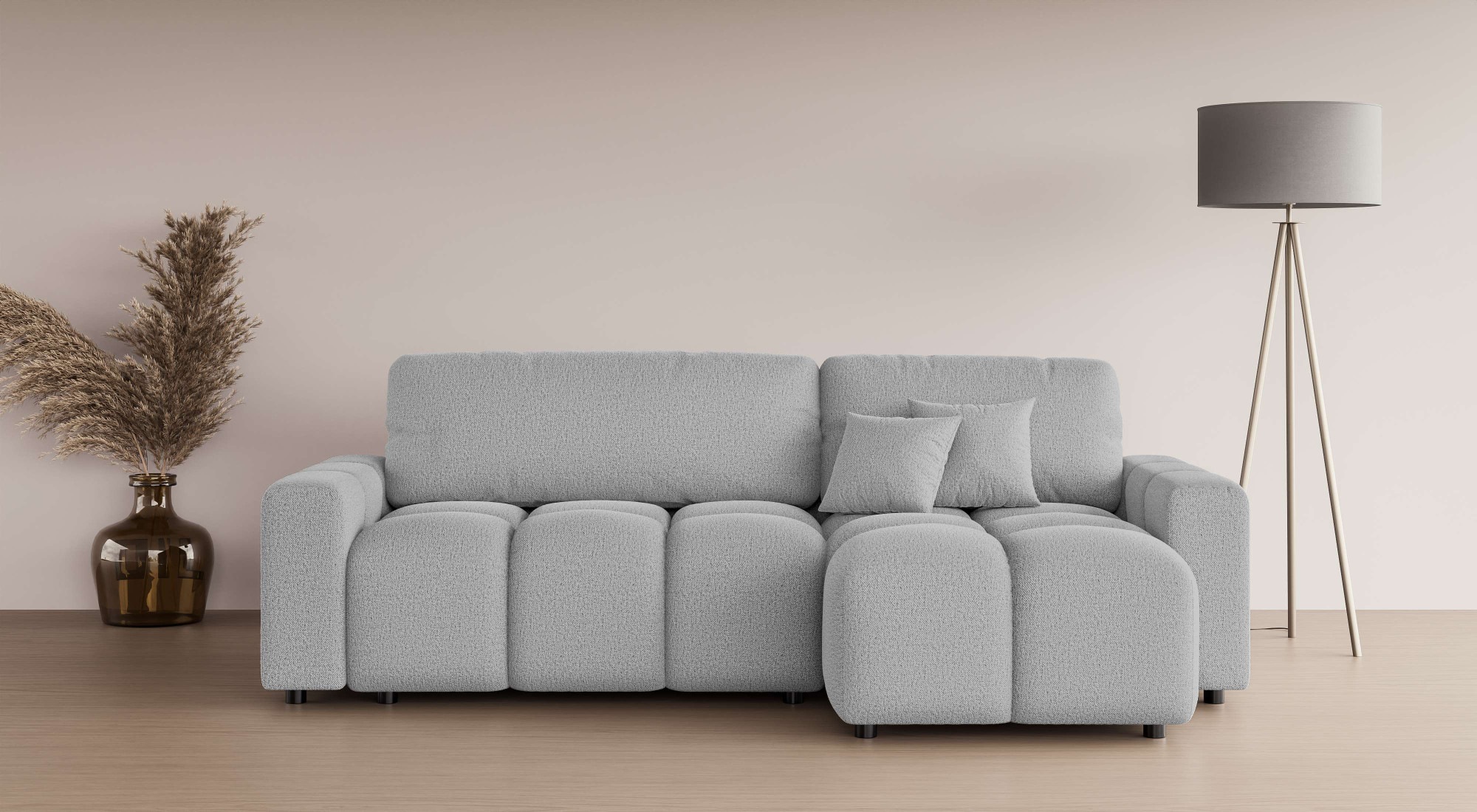 INOSIGN Ecksofa »FELICI, Schlafsofa 233cm, L-Form mit Recamiere beidseitig montierbar«, Designsofa mit Bettfunktion und Bettkasten, Masse B/T/H: 233/142/88 cm