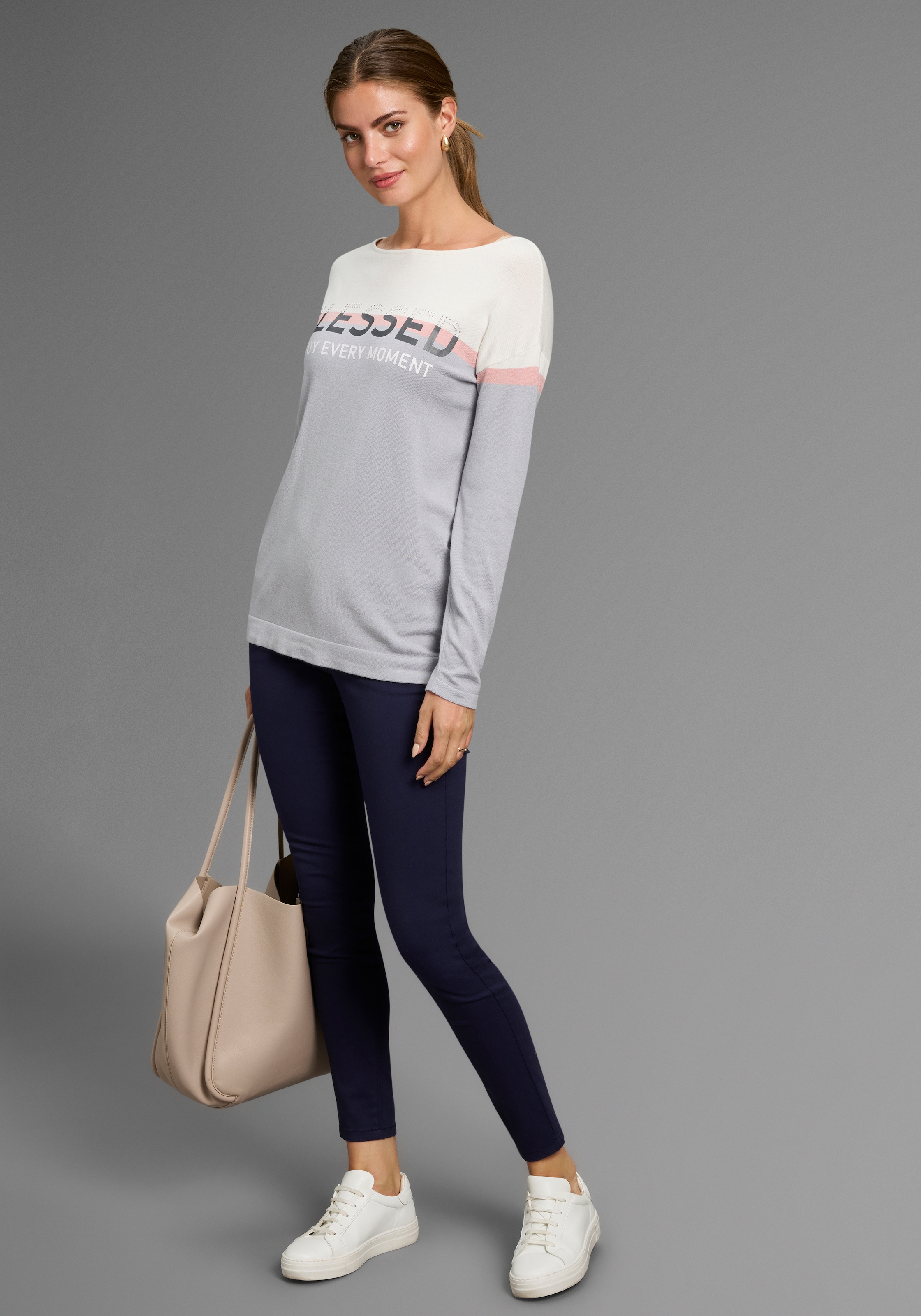 Laura Scott Strickpullover, mit Printstreifen - NEUE KOLLEKTION