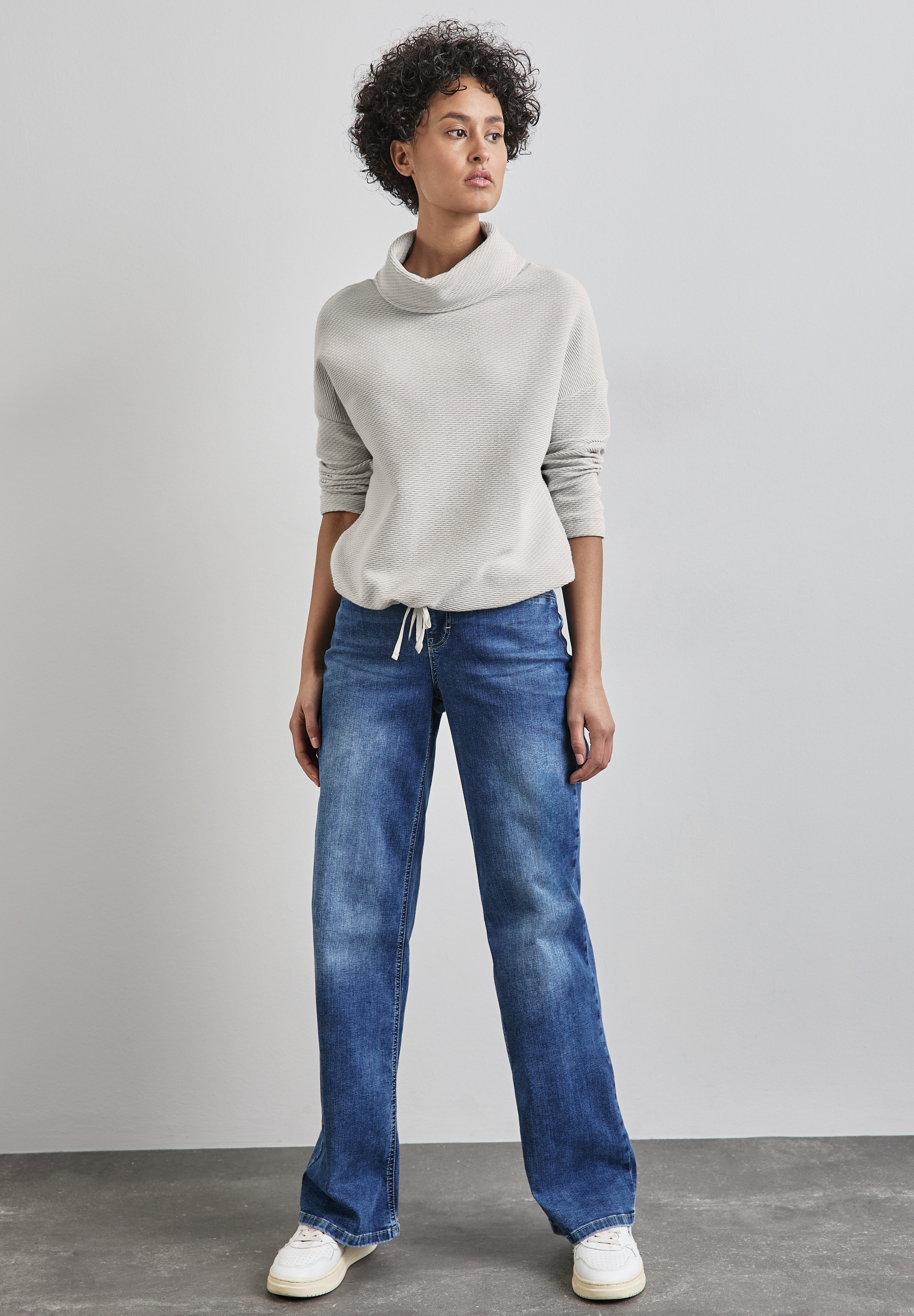 STREET ONE 3/4-Arm-Shirt, in Struktur-Optik und mit Schalkragen