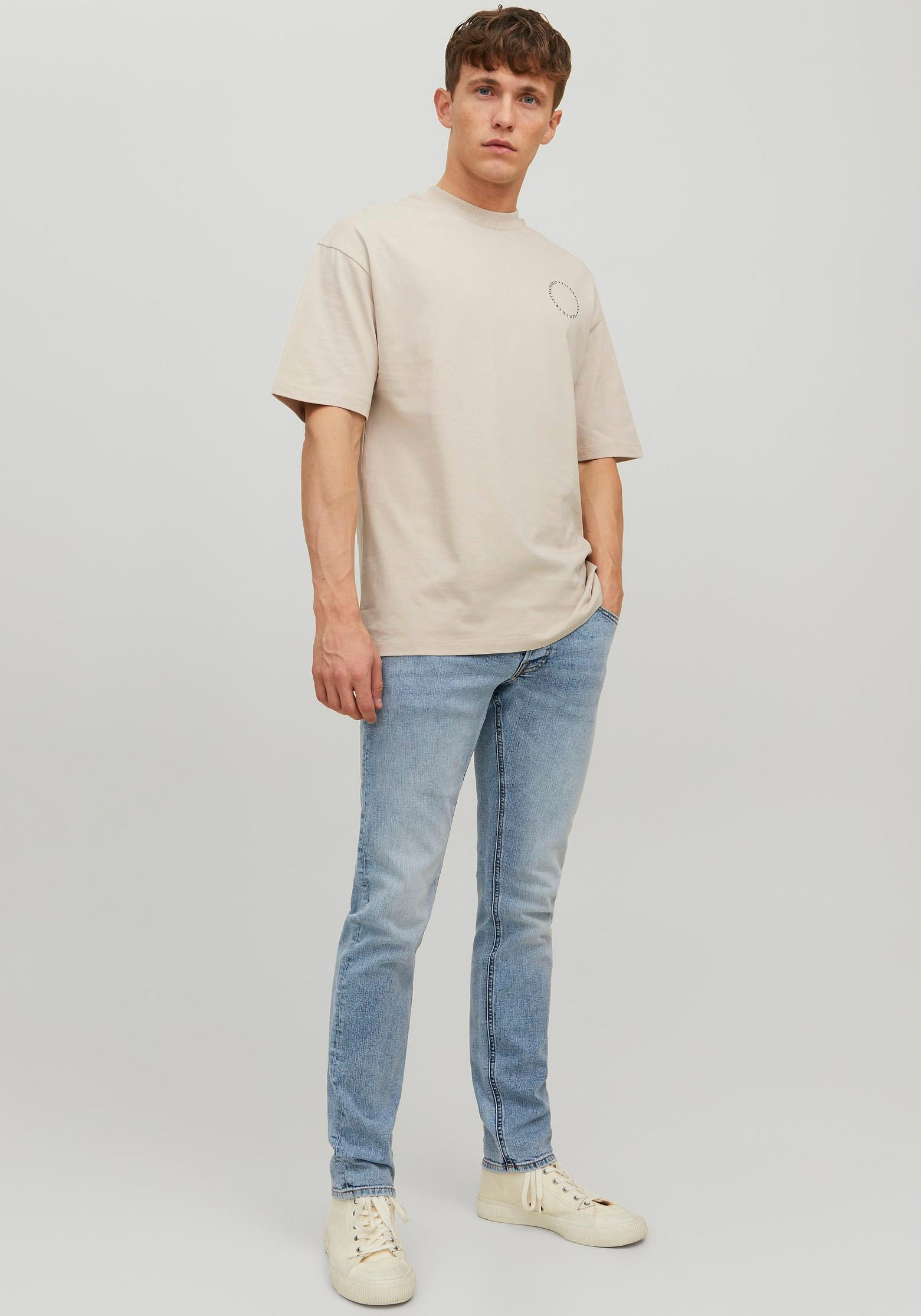 Jack & Jones Slim-fit-Jeans »JJIGLENN – Jeans mit Stretch und figurbetonter Silhouette«, Used, modisch, slim fit, Denim/Jeans