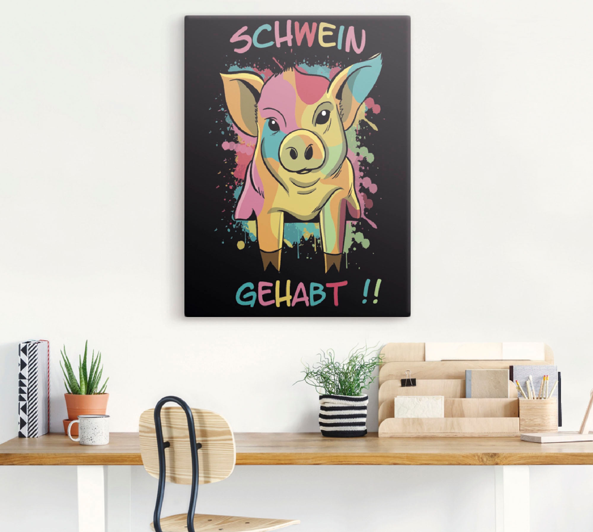 Artland Leinwandbild »Schwein Gehabt«, Humor, (1 St.), auf Keilrahmen gespannt