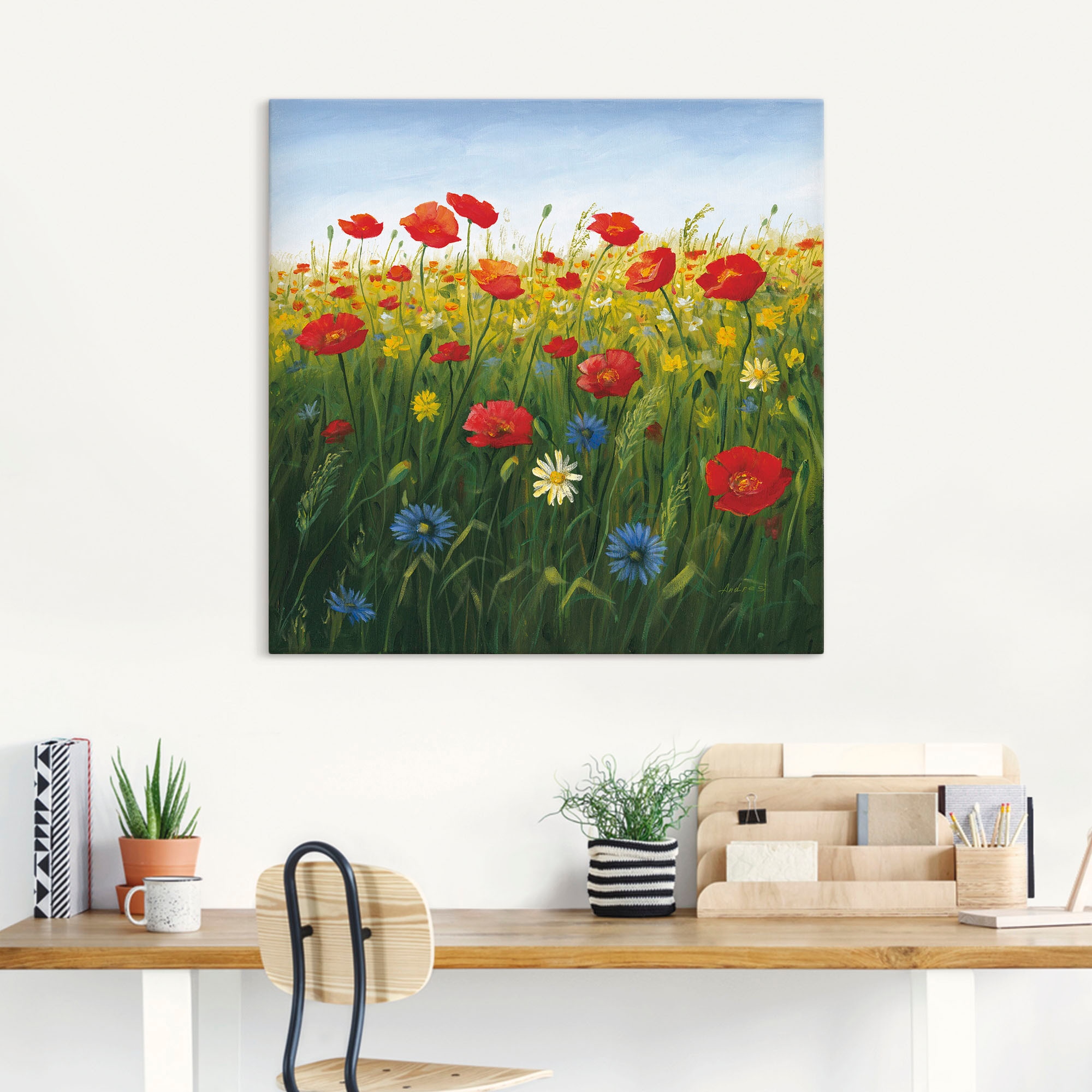 Artland Wandbild »Mohnblumen Landschaft I«, Blumenwiese, (1 St.), als Alubild, Outdoorbild, Leinwandbild, Poster in verschied. Grössen