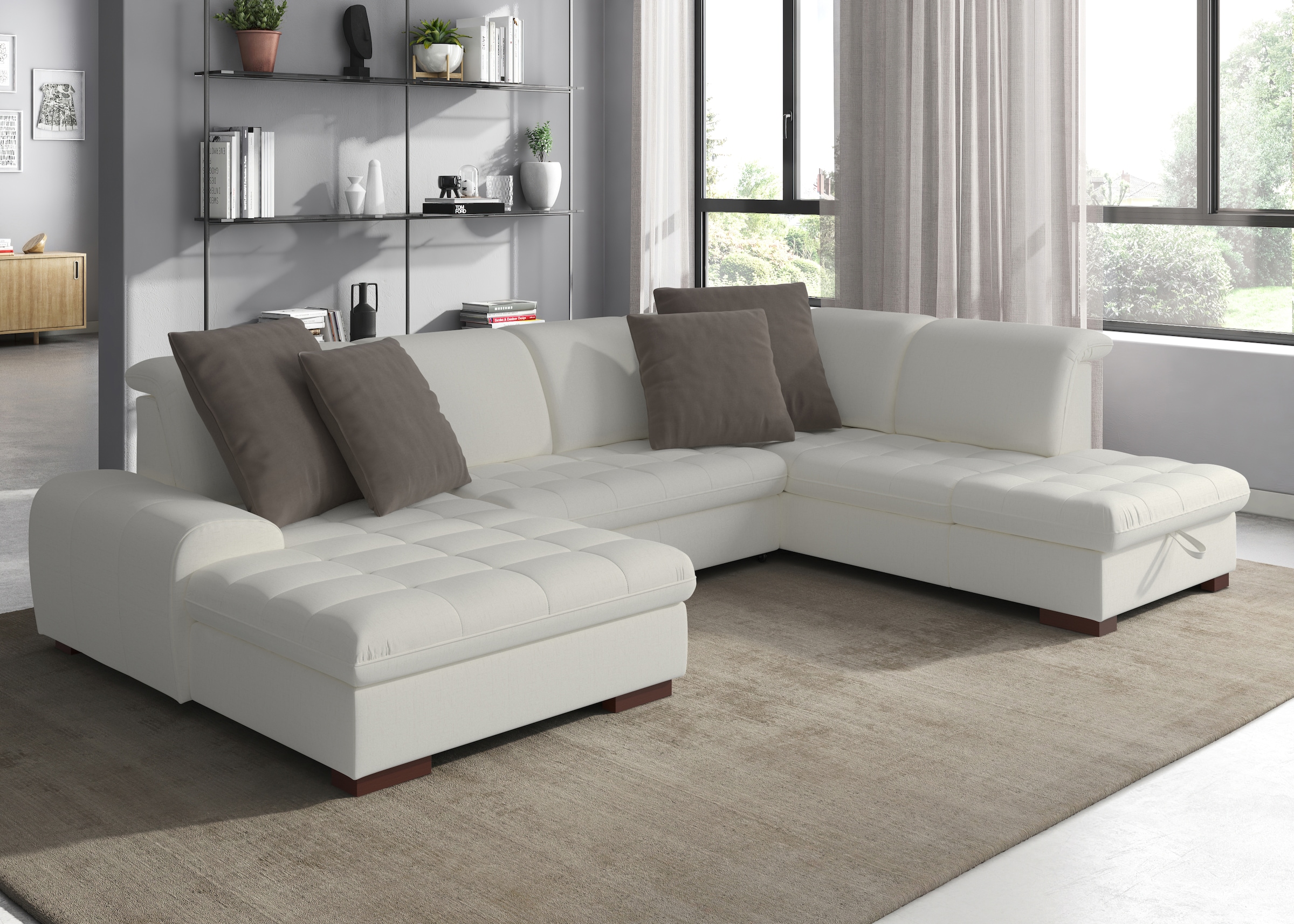 sit&more Wohnlandschaft "Luxor U-Form" wahlweise mit Bettfunktion, Bettkasten und Kopfteilverstellung