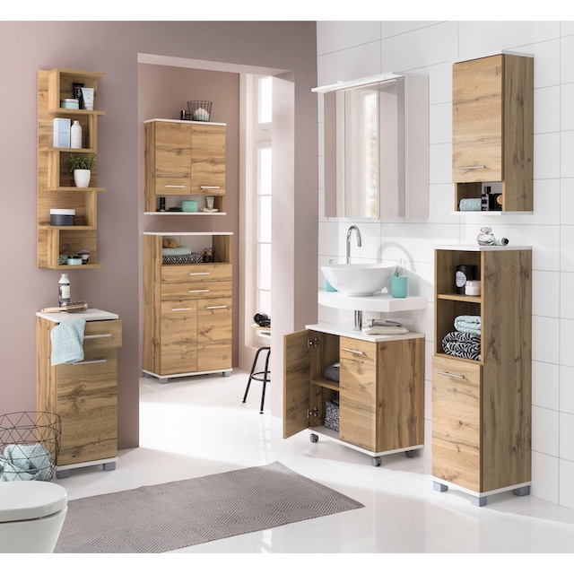 Schildmeyer Waschbeckenunterschrank »Rhodos«, Breite 60 cm, verstellbarer  Einlegeboden, Metallgriffe, 2 Türen online kaufen | Jelmoli-Versand
