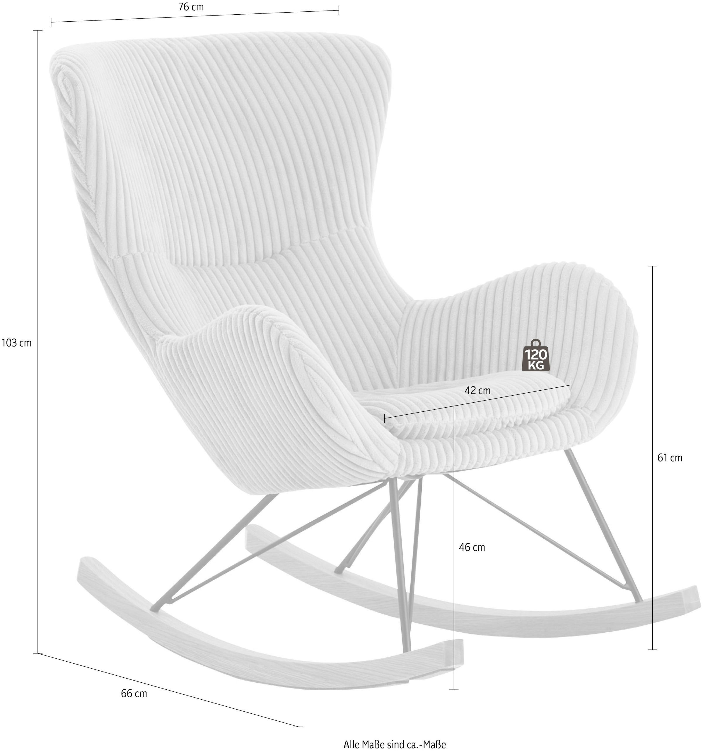 SalesFever Schaukelstuhl, Strukturstoff-Polyester, Bezug in moderner Cord-Optik