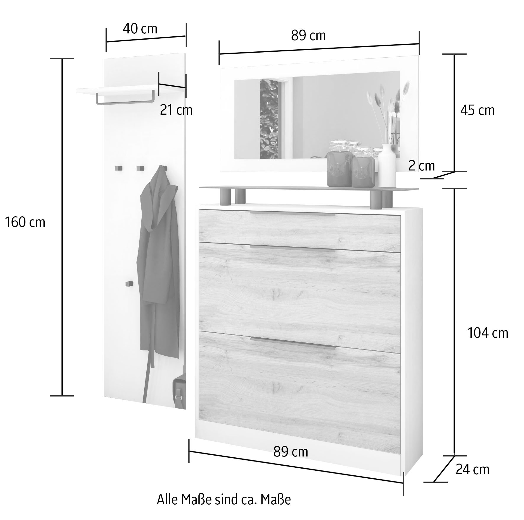 ❤ borchardt Möbel Garderoben-Set »Tom«, (3 St.), Schuhschrank stehend  ordern im Jelmoli-Online Shop