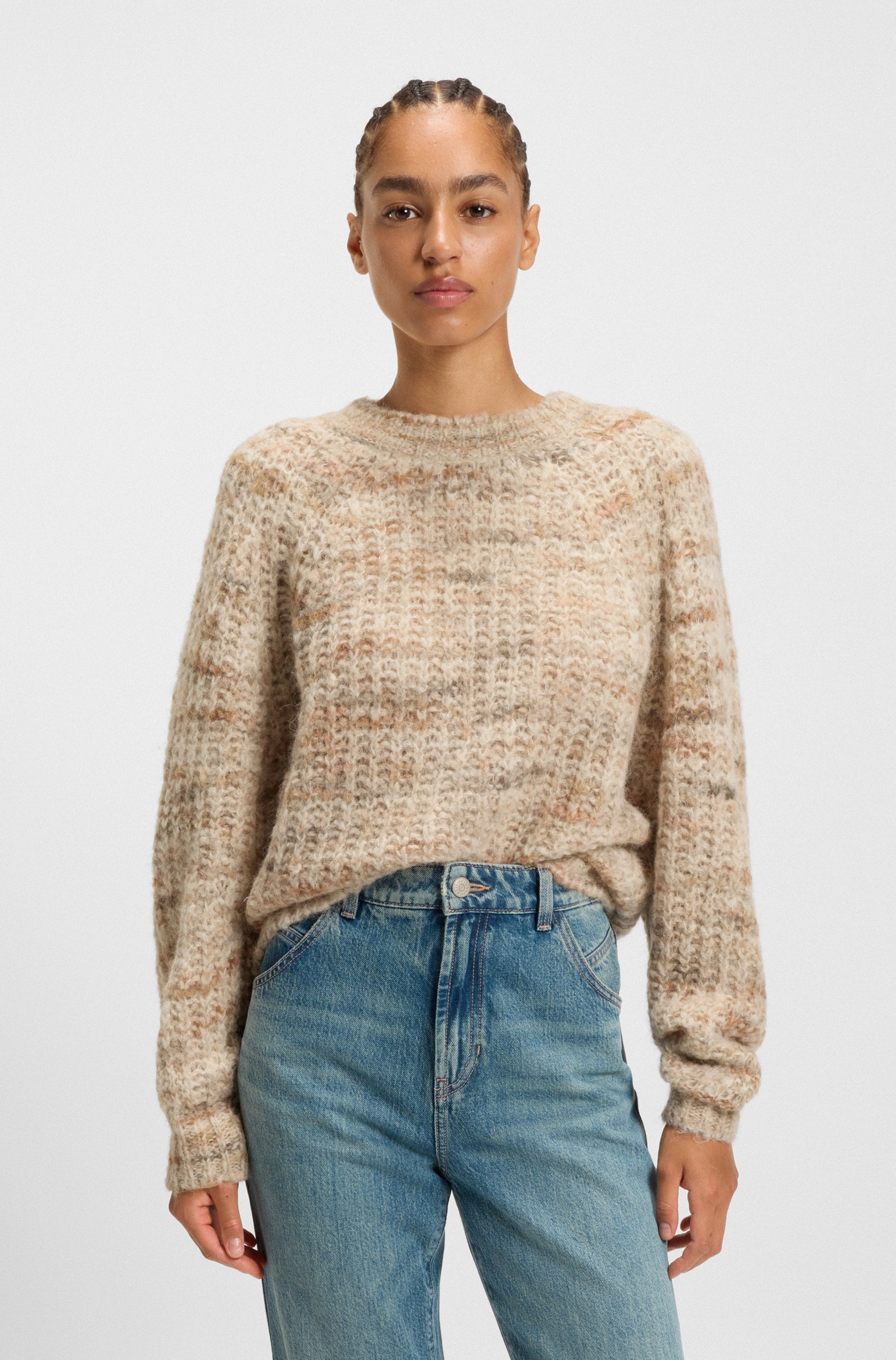 BOSS ORANGE Strickpullover »Fiambella Premium Damenmode« Rundhalsausschnitt, mit Alpaka-Wolle