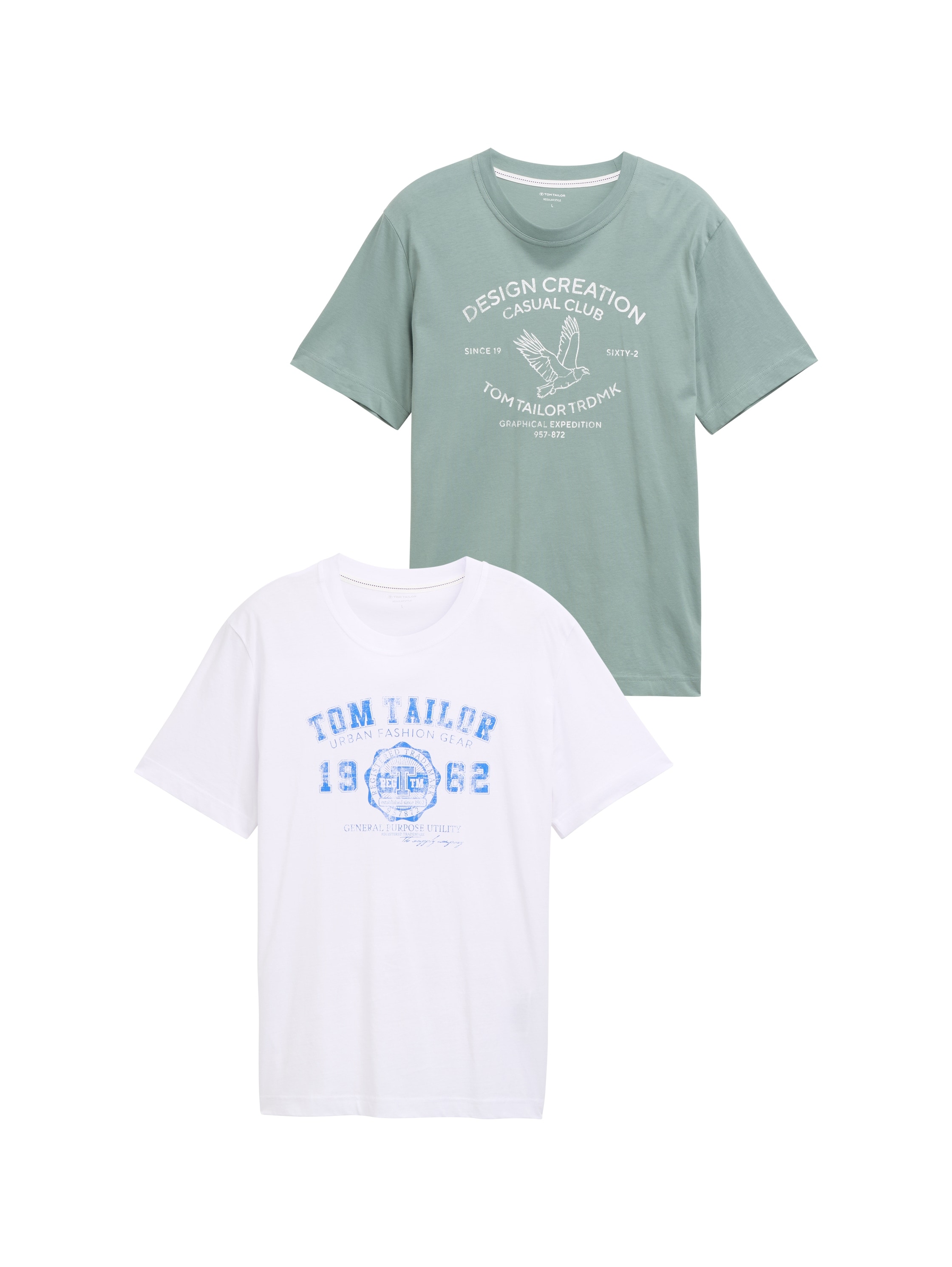 TOM TAILOR T-Shirt, (Packung, 2 tlg.), mit Frontprint