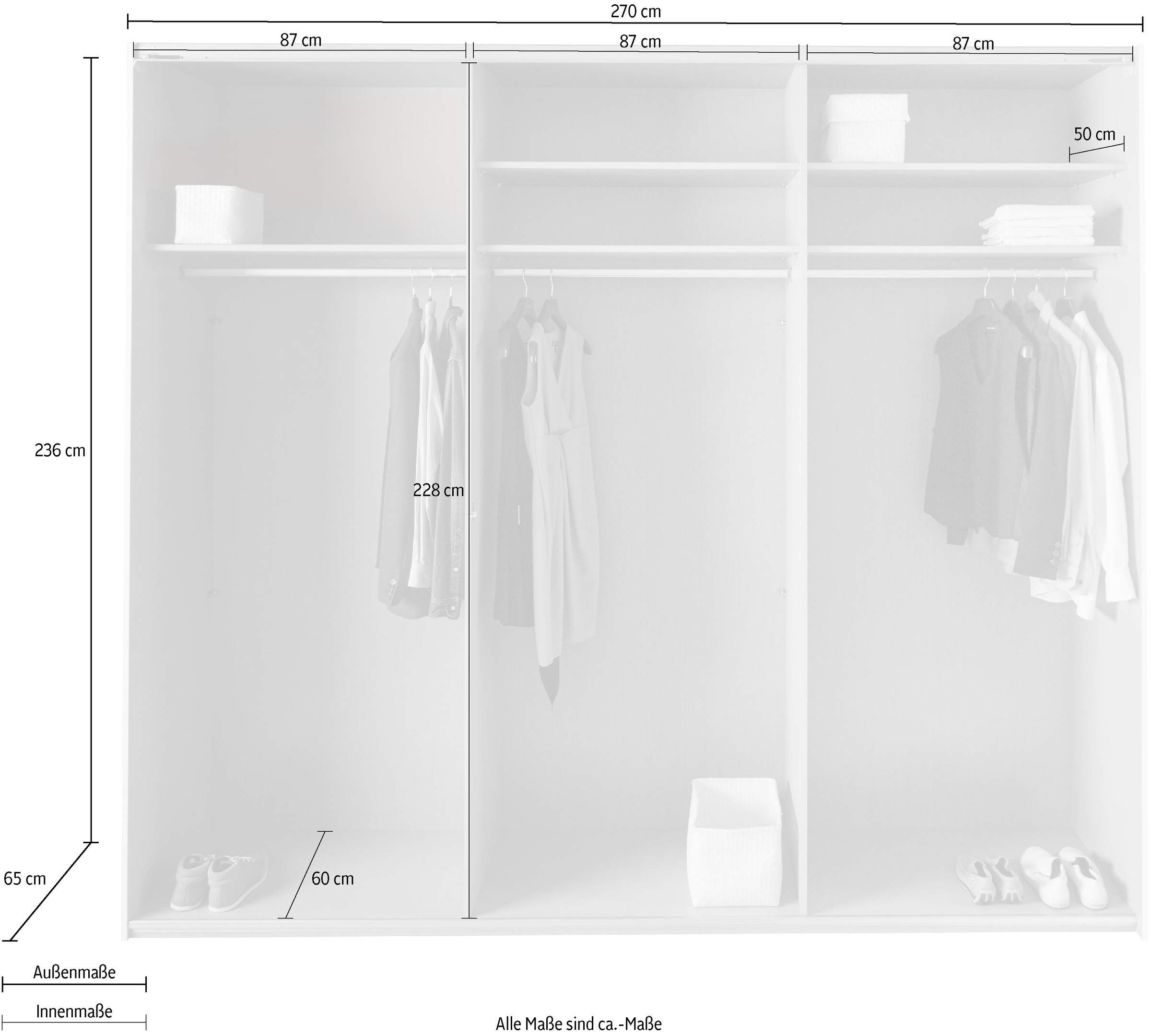 Wimex Schwebetürenschrank »Altona«, mit Glaselementen und zusätzlichen Einlegeböden