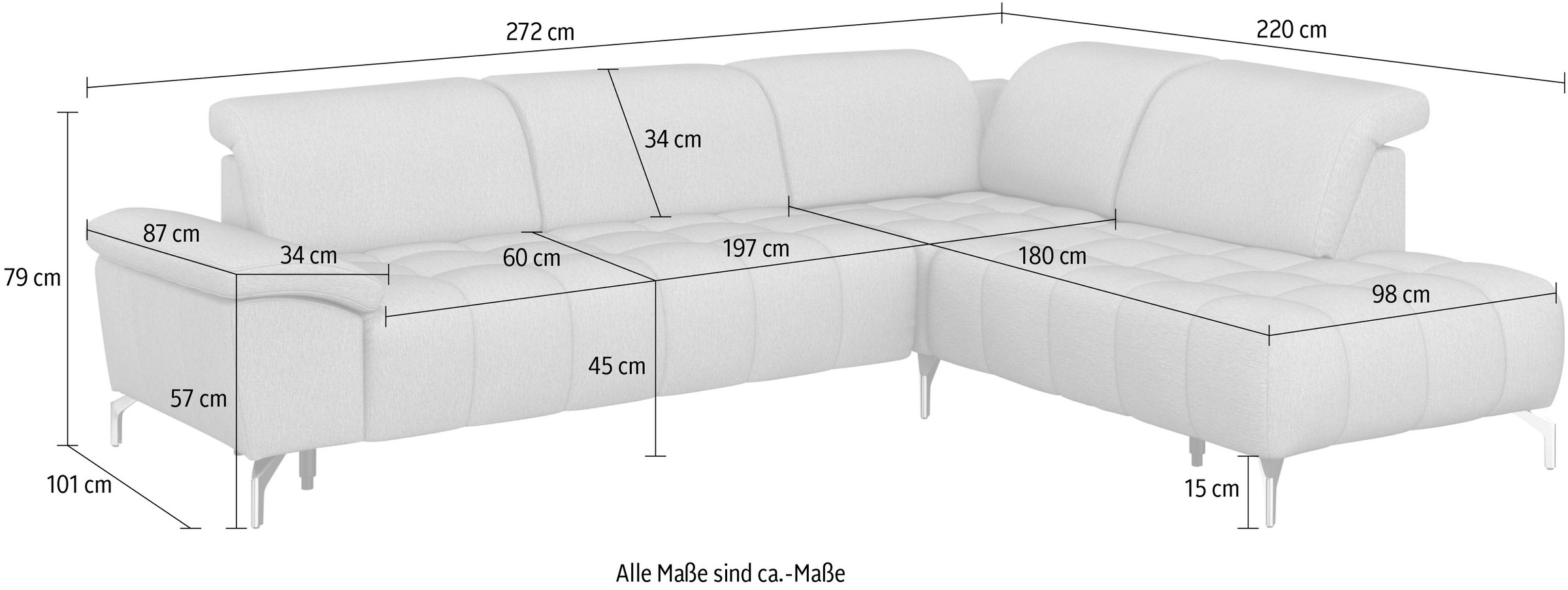 sit&more Ecksofa »Cool L-Form«, wahlweise mit Kopfteilverstellung und Vorziehsitz, motorisch