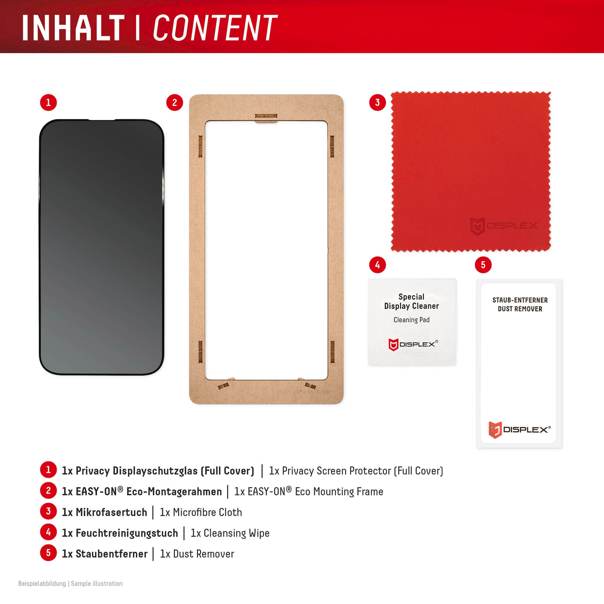 Displex Displayschutzglas »Privacy Glass Full Cover«, für Apple iPhone 16 Pro Max, (1 St.), Displayschutzfolie, Schutzfolie, Bildschirmschutz, kratz- & stossfest