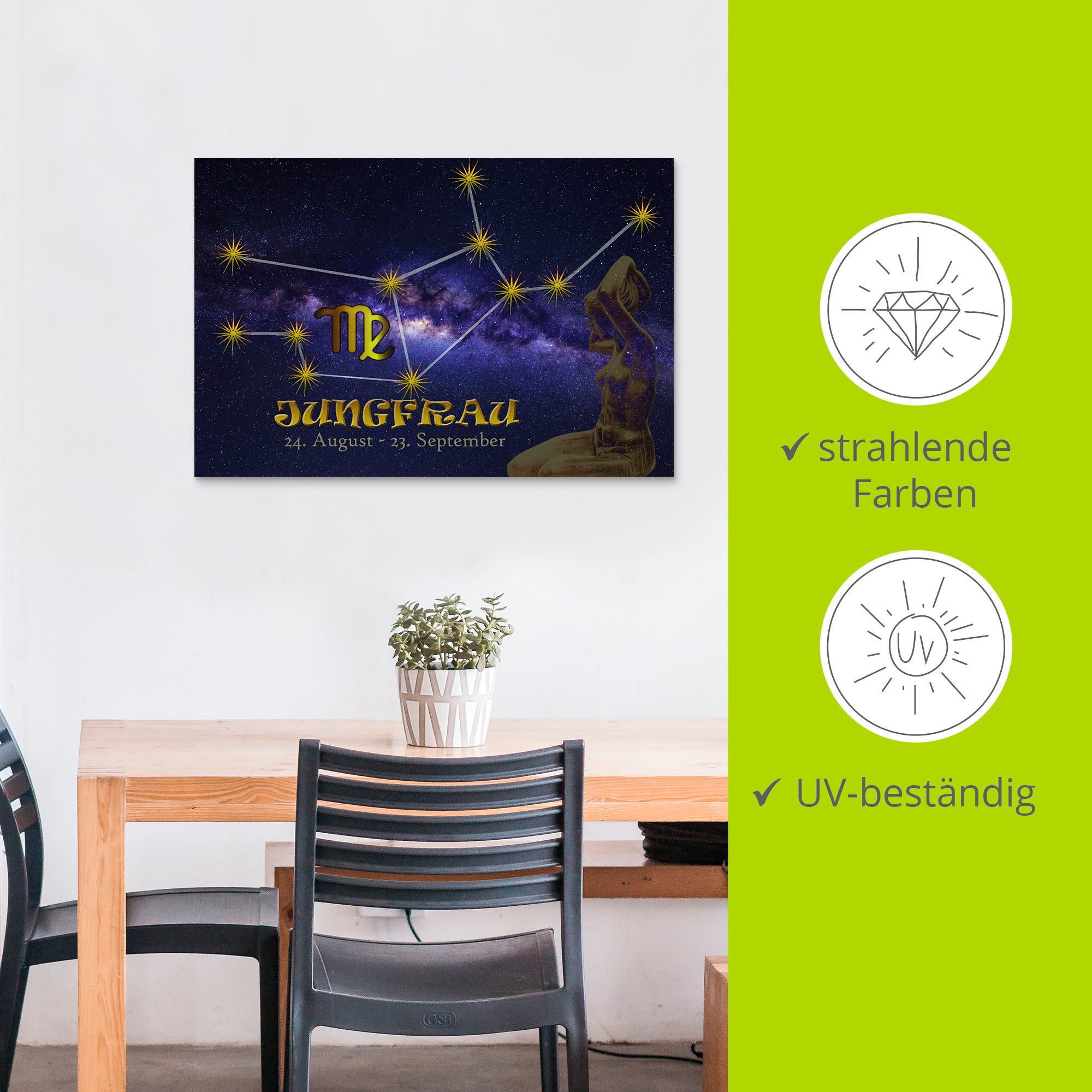 Artland Wandbild »Sternzeichen - Jungfrau«, Bilder von Sternzeichen, (1 St.), als Alubild, Outdoorbild, Poster in verschied. Grössen