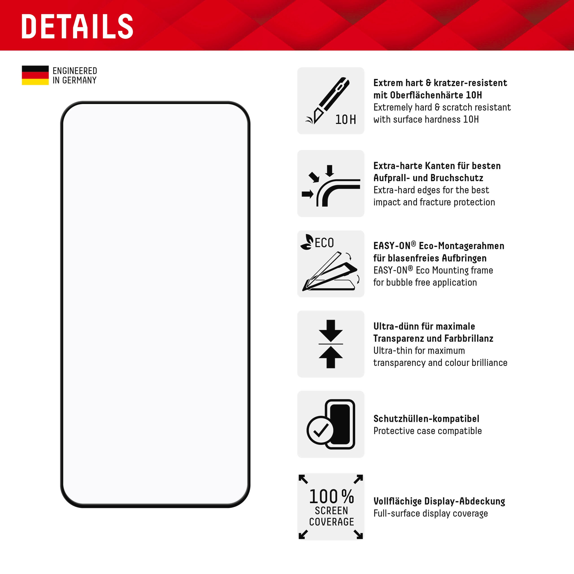 Displex Displayschutzglas »Real Glass Full Cover«, für Samsung Galaxy A35-Samsung Galaxy A55 5G, (1 St.), Bildschirmschutz, Displayschutzfolie,Einfach anbringen,kratz-&stossfest