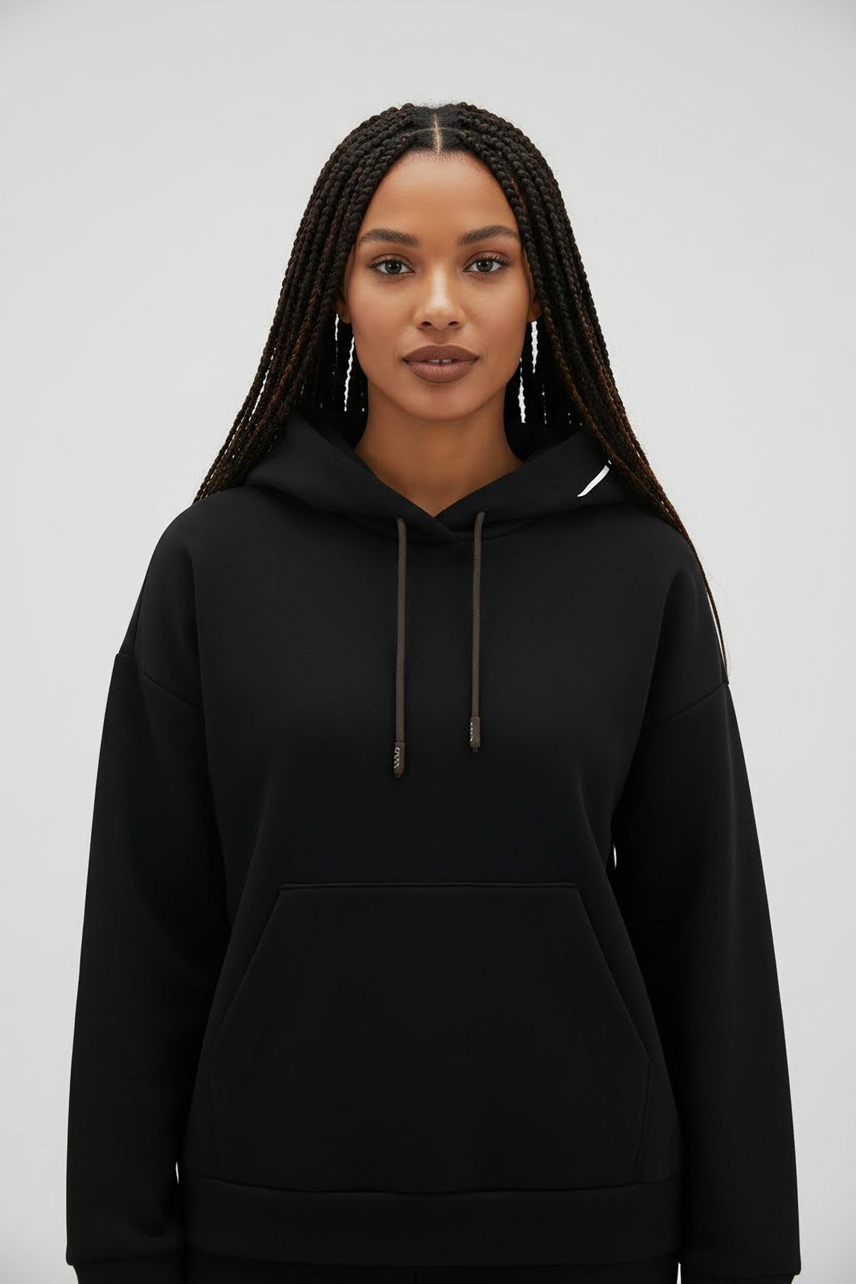 Cmp Damen Nero Kapuzenpullover "Woman Sweat Fix Hood" Mit Fixierter Kapuze, Aus Polyester, Viskose Und Elasthan