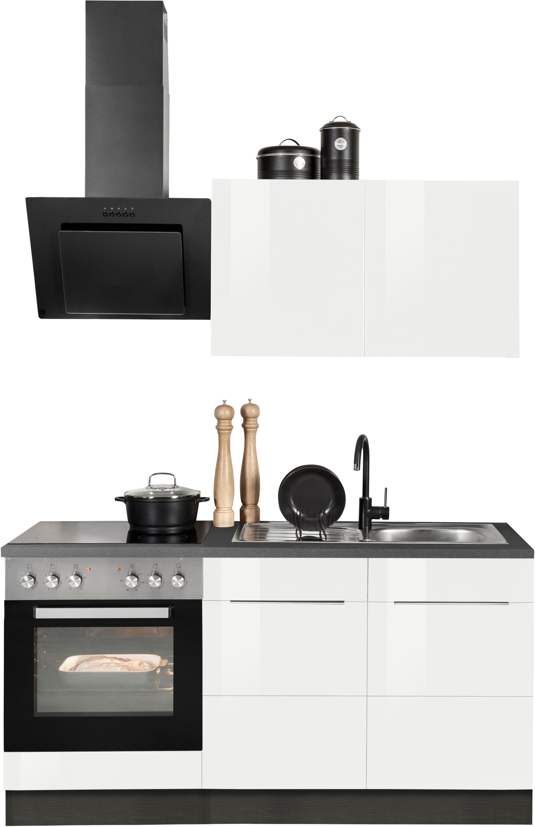 KOCHSTATION Küchenzeile "KS-Brindisi" Breite 210 cm, wahlweise mit E-Geräten, mit MDF-Fronten