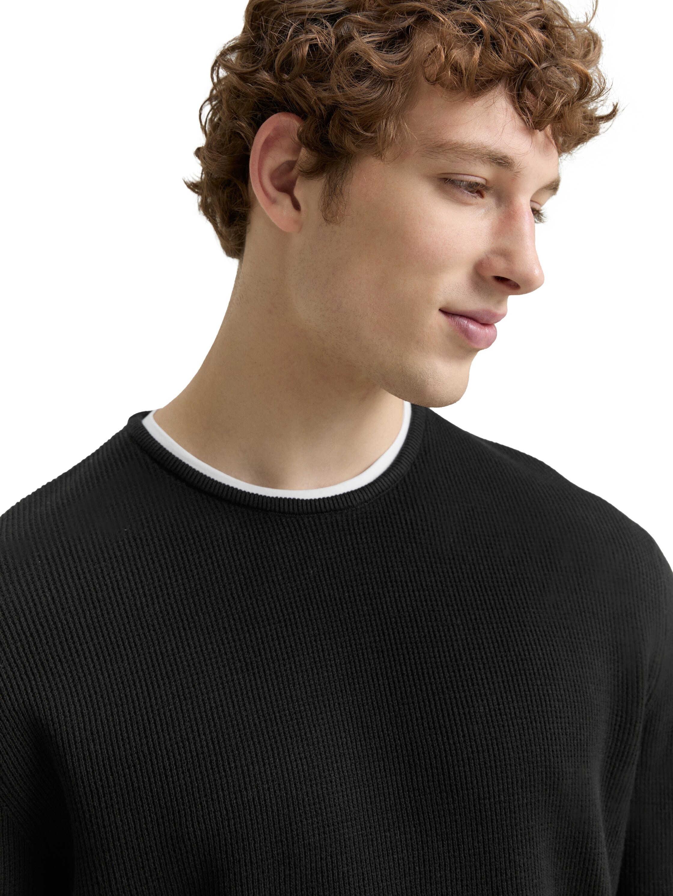 TOM TAILOR Denim Strickpullover, mit 2-in-1 Ausschnitt