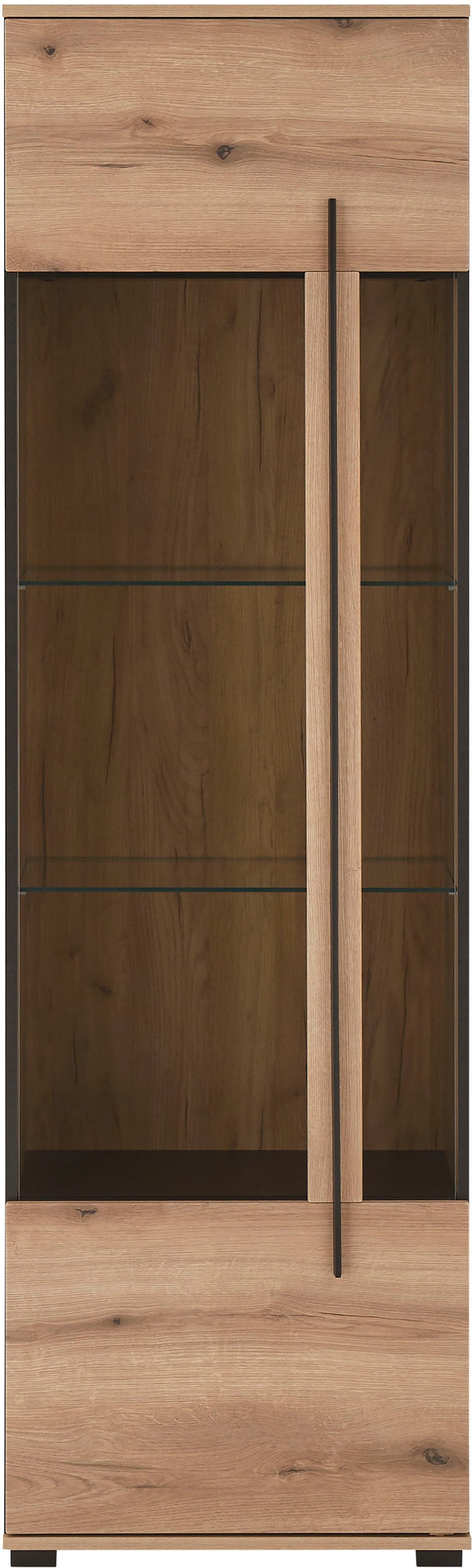 INOSIGN Vitrine »Cantara, Vitrinenschrank in Eiche Evoke oder weiss, Standvitrine«, schwarzer Stangengriff, ausreichend Stauraum, vielseitig einsetzbar