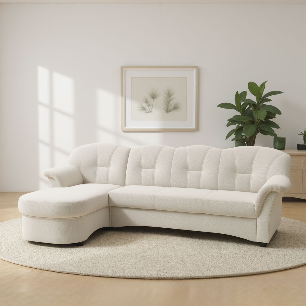 DOMO collection Ecksofa »Flores Schlafsofa, B/T/H: 233/142/86 cm, L-Form«, wahlweise mit Bettfunktion, wahlweise mit Federkern, auch in Leder