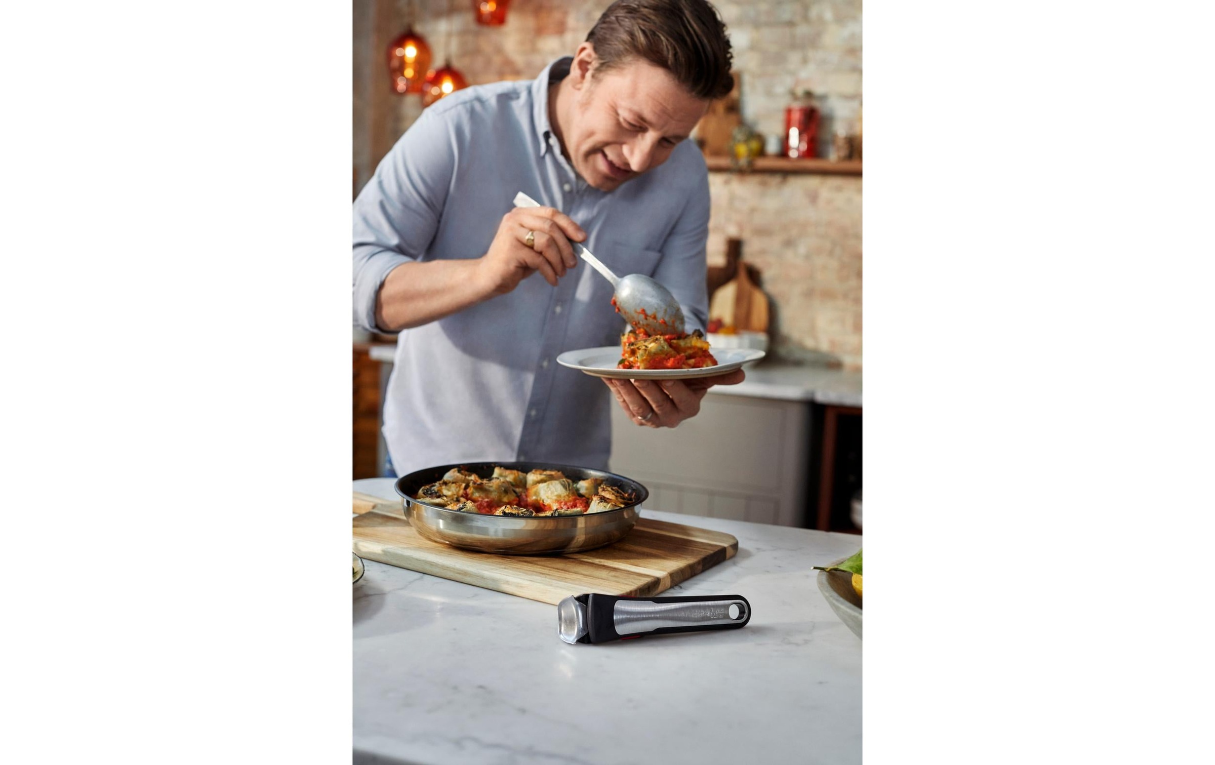 Tefal Pfannen-Set »Jamie Oliver Ingenio On 3-teilig 24 cm/28 cm«, Edelstahl