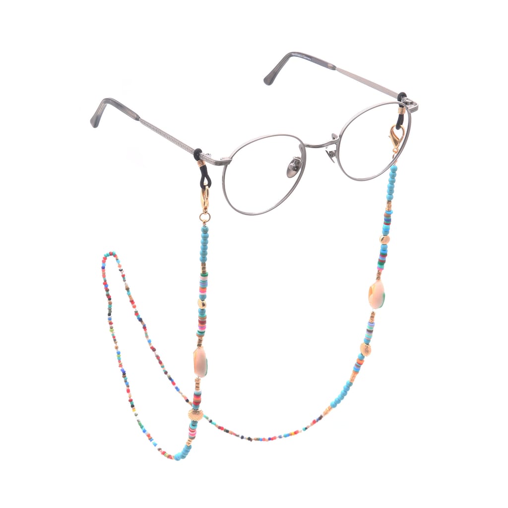 Firetti Brillenkette »Muscheln, maritim, bunt«, mit Natursteinen, Acryl- und Glasperlen, Karabinerverschluss