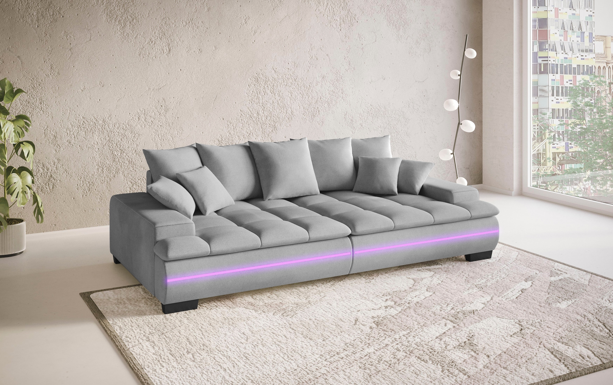 Mr. Couch Big-Sofa »Haiti II RGB-LED«, RGB-LED Beleuchtung, mit Handwerklich gearbeiteter Komfort-Steppung