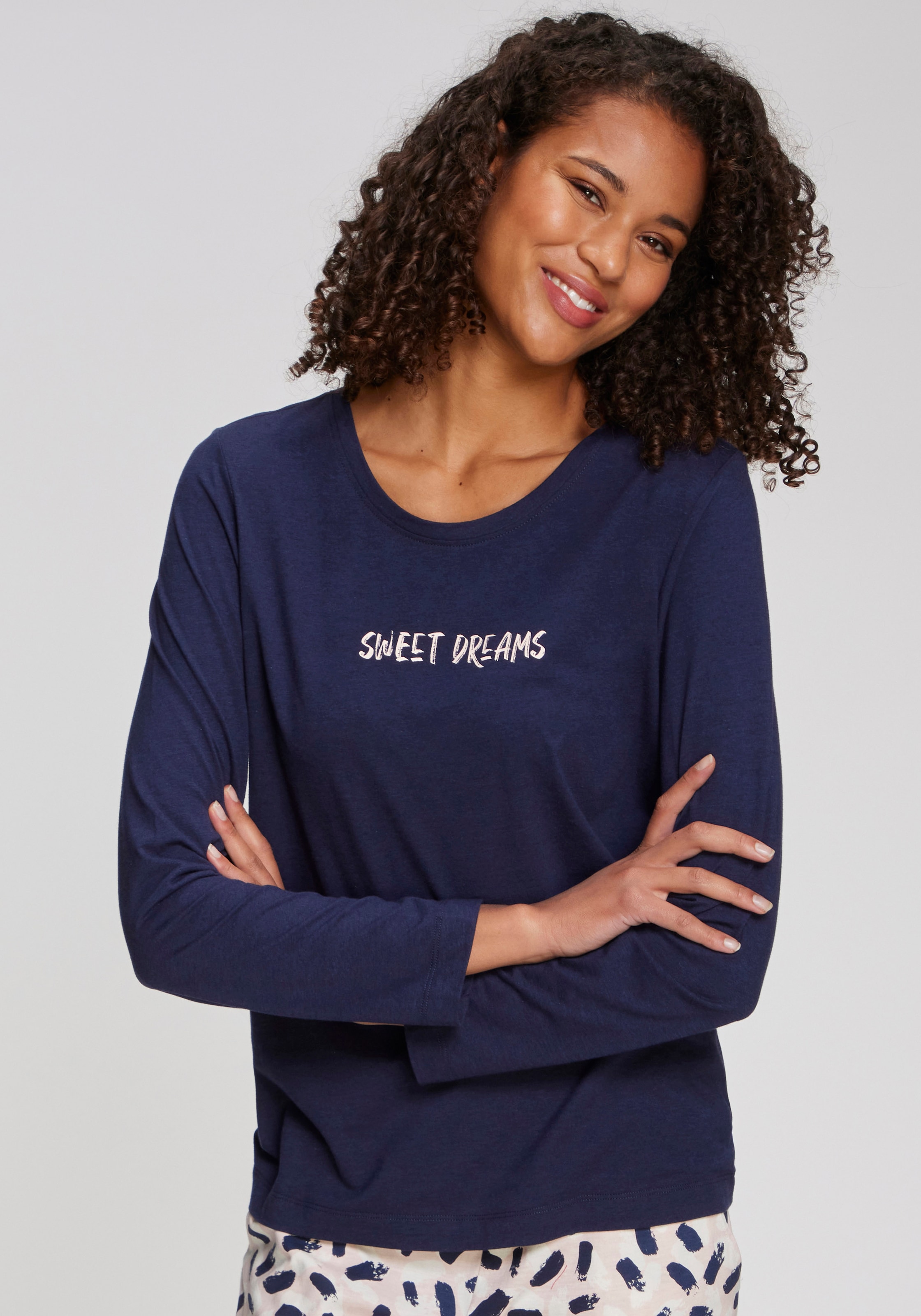 s.Oliver Pyjamaoberteil mit kleinem Frontprint
